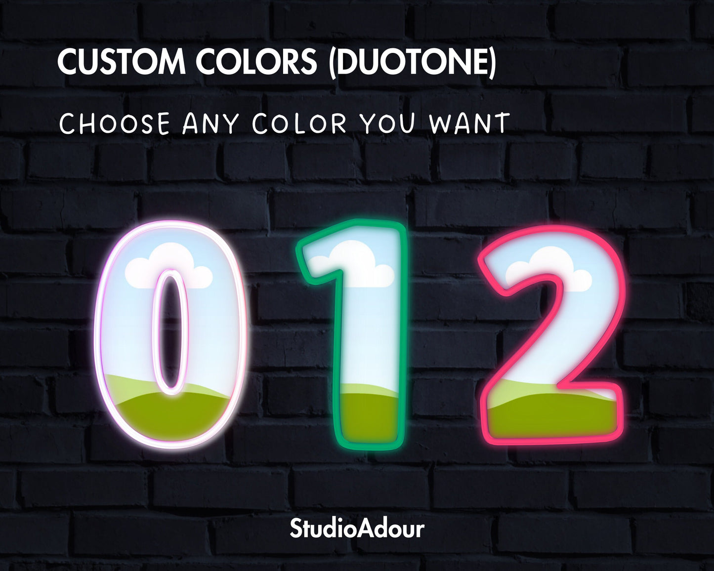 Design Your Own Neon Birthday Clipart Bundle, Happy Birthday Canva Template, Canva Frames Bundle, Easy Drag and Drop, Glowing Party Elements