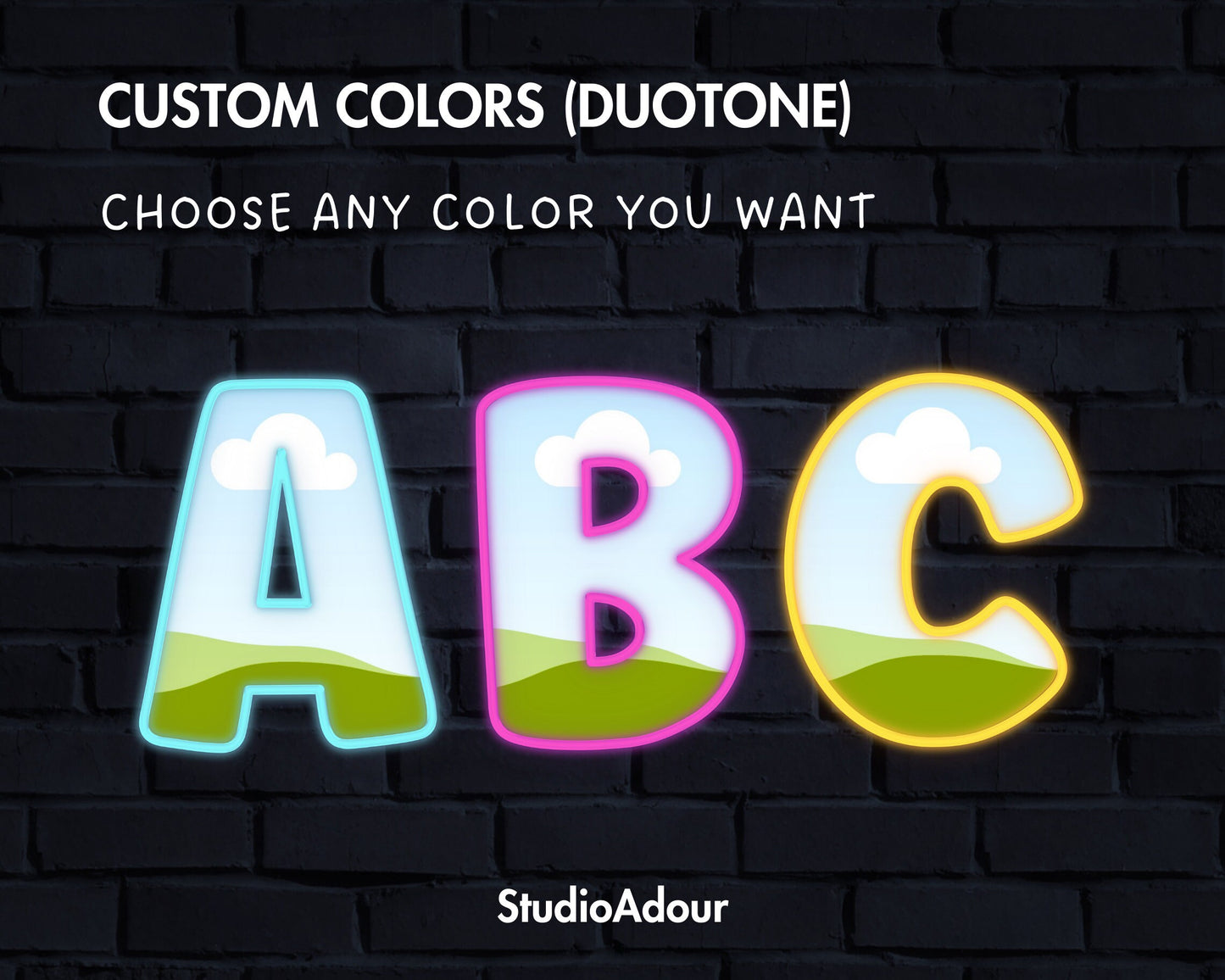 Design Your Own Neon Letters and Numbers, Neon Alphabet, Neon Canva Template, Drag and Drop, Neon Light Canva Letters, Editable DIY Letters