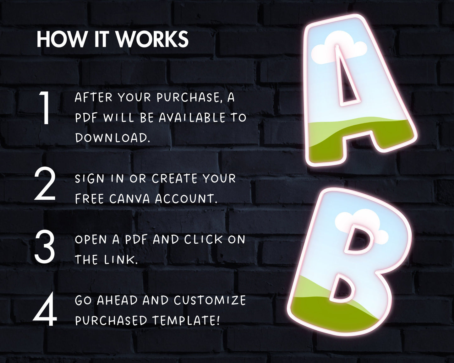 Design Your Own Neon Letters and Numbers, Neon Alphabet, Neon Canva Template, Drag and Drop, Neon Light Canva Letters, Editable DIY Letters