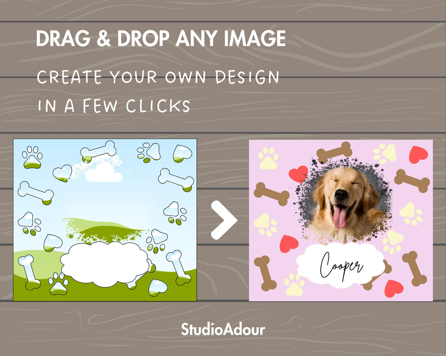 Dog Photo Tumbler Editable Canva Template, 20oz Skinny Tumbler Wrap, Drag an Drop PNG, Burst Tumbler Template, Straight & Tapered DIY Wrap