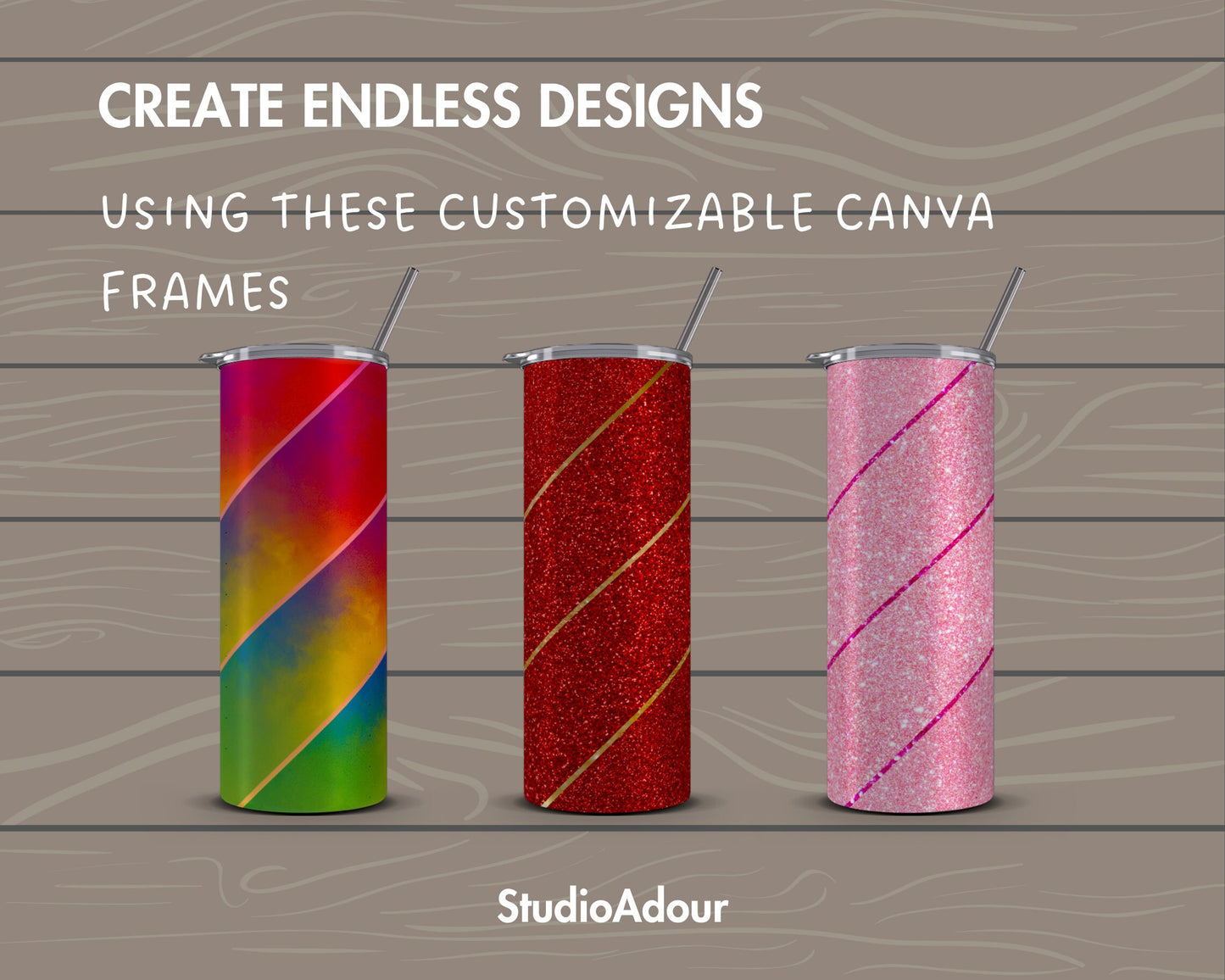Design Your Own Stripes Pattern 20oz Skinny Tumbler Template, Editable Canva Template, Drag an Drop Burst Tumbler Template, Tumbler Wrap