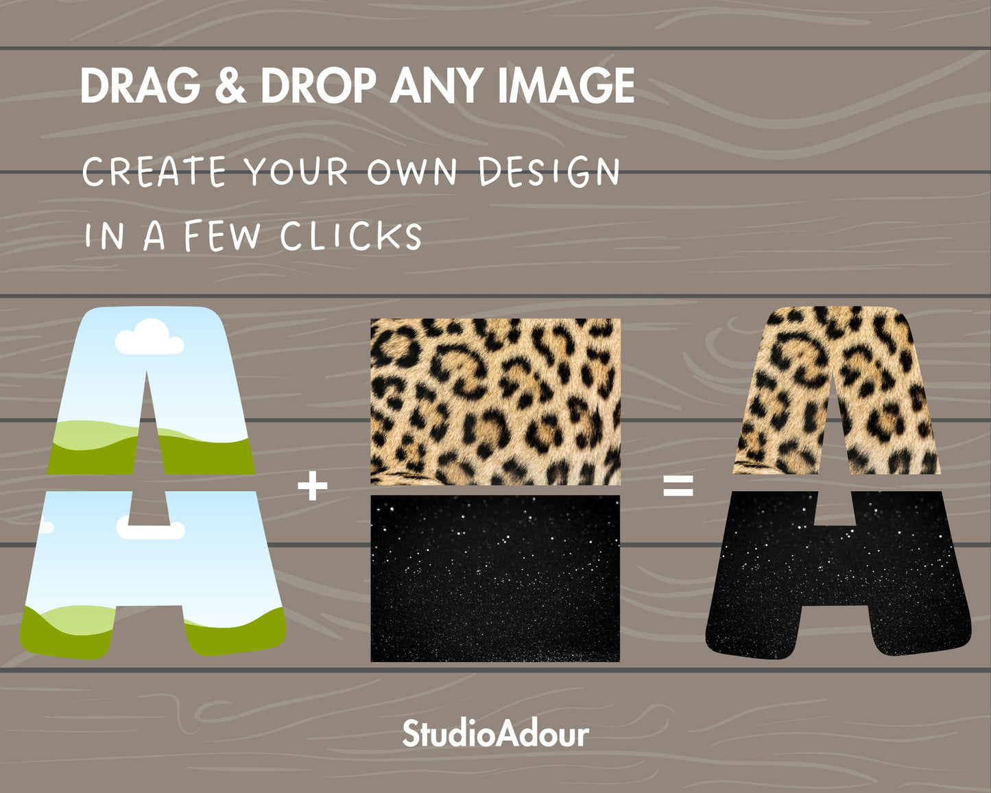 Split Canva Alphabet, Stencil Letters and Numbers, Drag and Drop, Canva Frames Bundle, DIY Letters Frames Canva, Editable Canva Letters