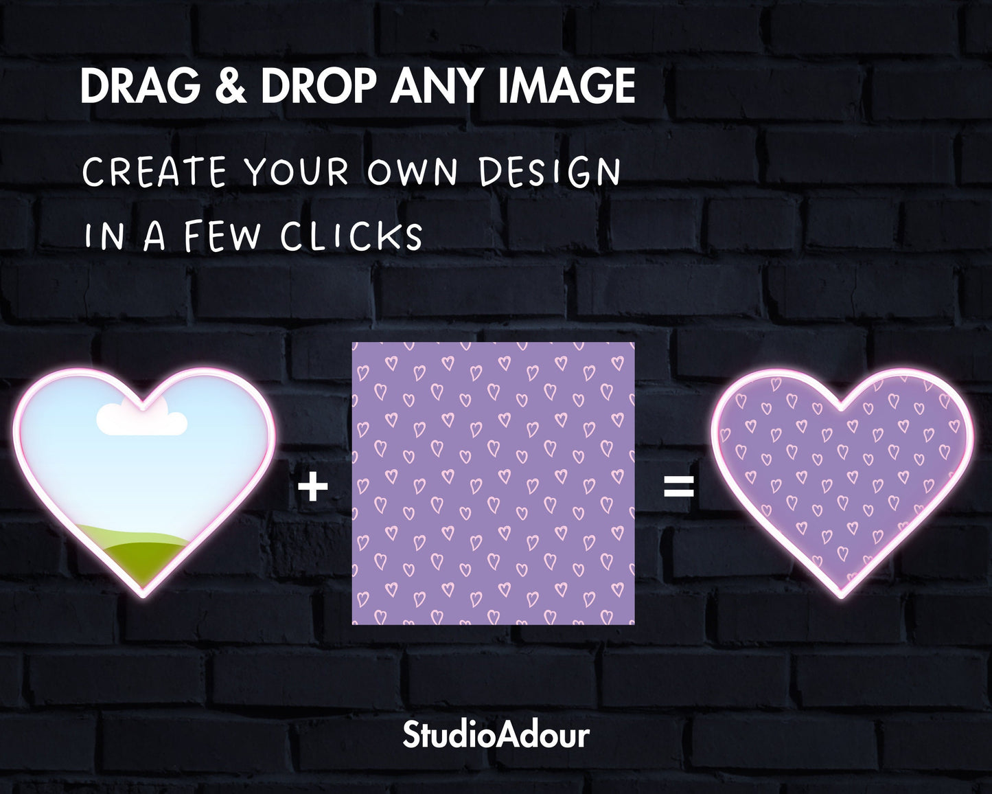 Design Your Own Neon Heart, Heart Canva Frames Bundle, Love Canva Template, Glowing Heart, Drag and Drop, Neon Clipart, Glow Effect Elements