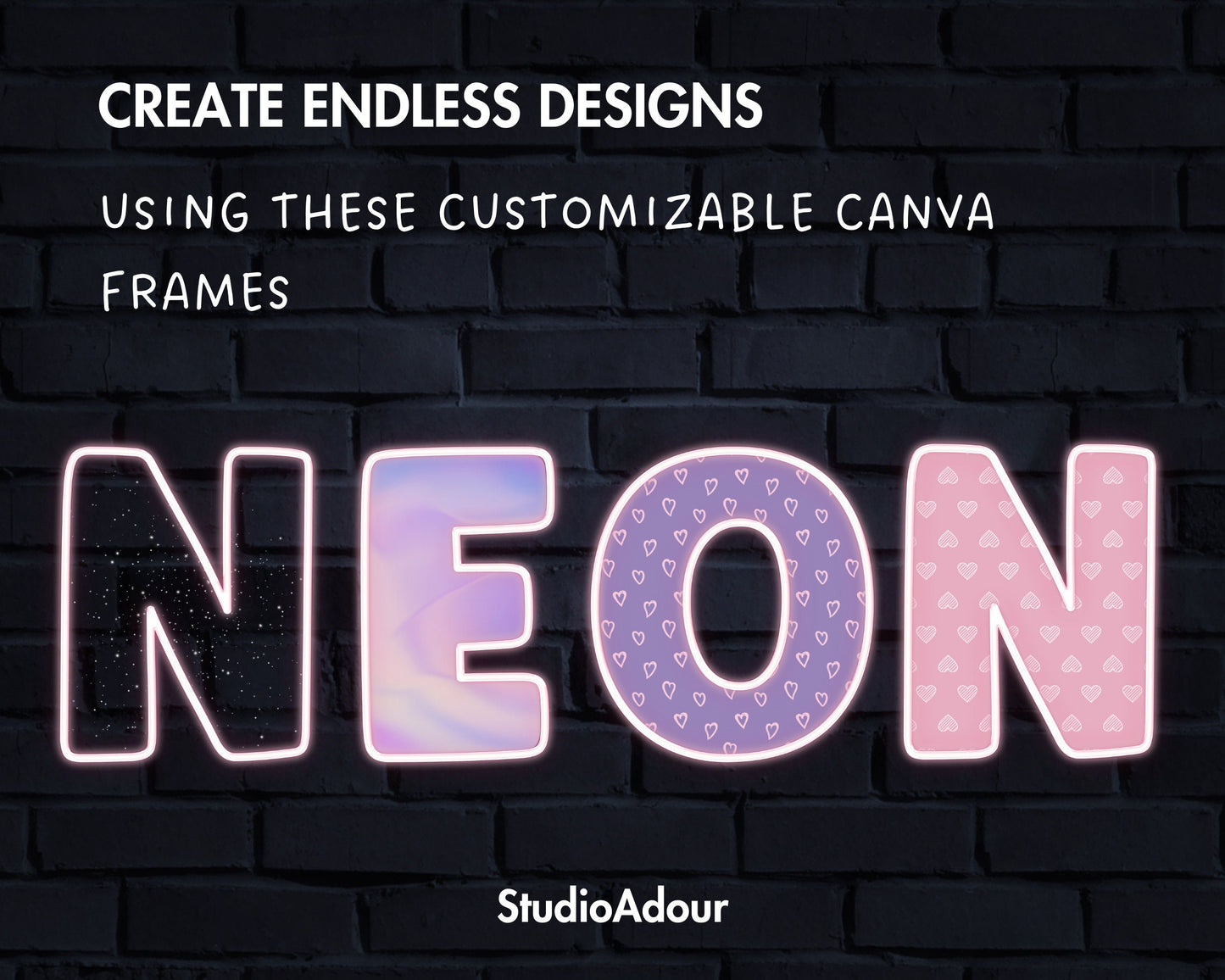 Design Your Own Neon Letters and Numbers, Neon Alphabet, Neon Canva Template, Drag and Drop, Neon Light Canva Letters, Editable DIY Letters