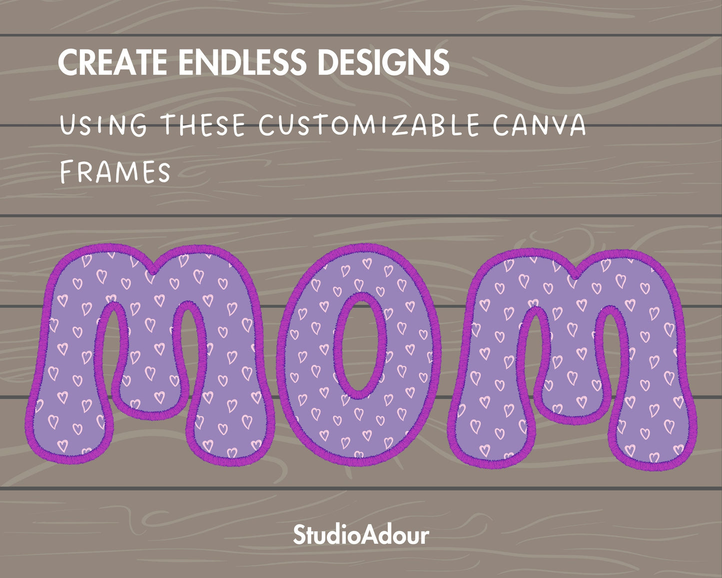 Design Your Own Faux Embroidery Letters, Retro Letters, Groovy Canva Letters, Stitch Alphabet Canva Template, Drag and Drop, Canva Frames