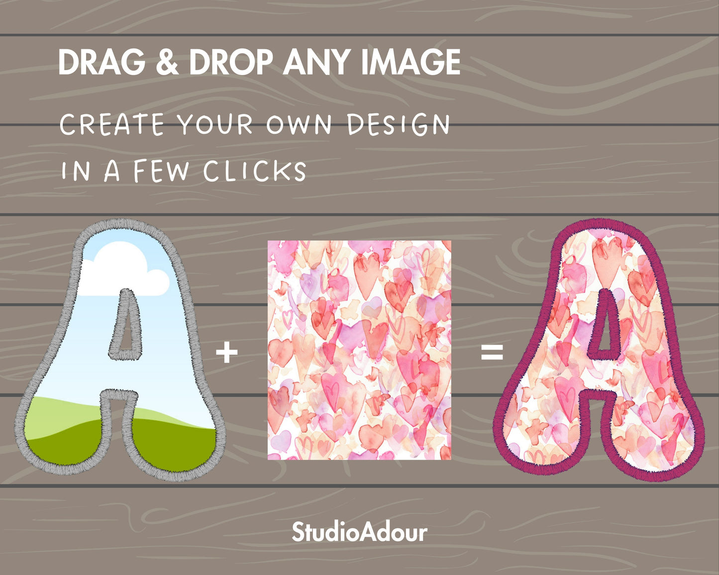 Design Your Own Faux Embroidery Letters, Retro Letters, Groovy Canva Letters, Stitch Alphabet Canva Template, Drag and Drop, Canva Frames