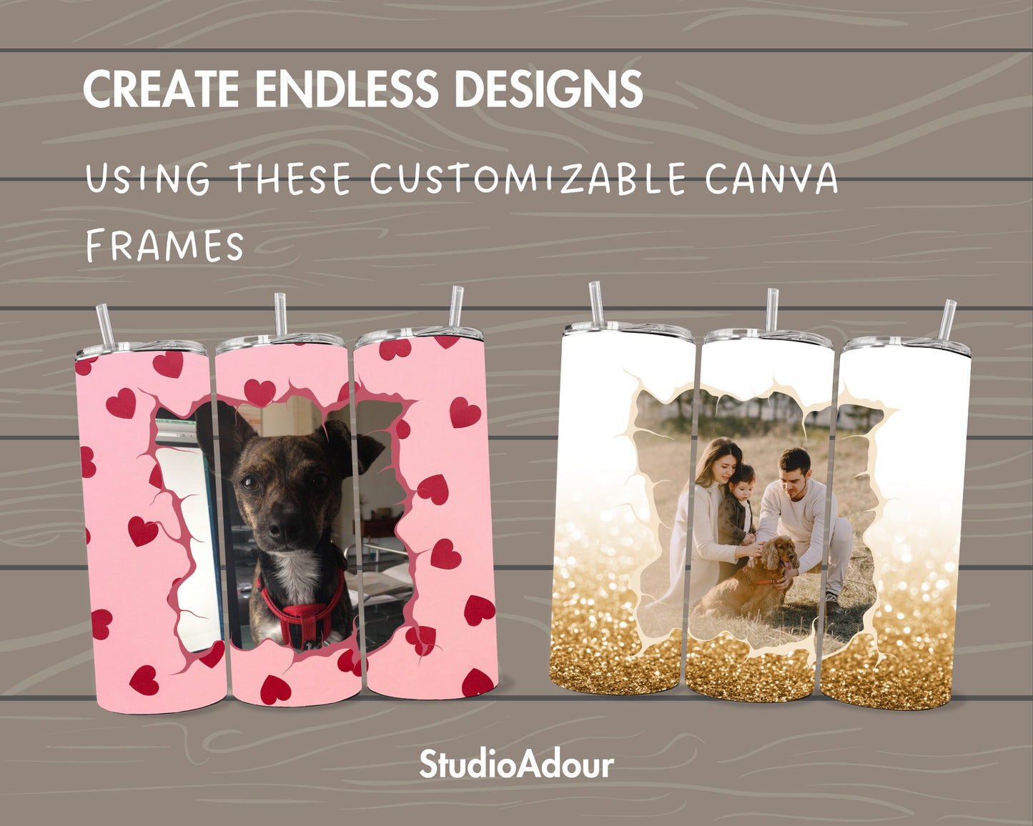 Cracked Tumbler Editable Canva Template, 20oz Skinny Tumbler Wrap, Drag an Drop, Burst Tumbler Template, Straight & Tapered DIY Wrap