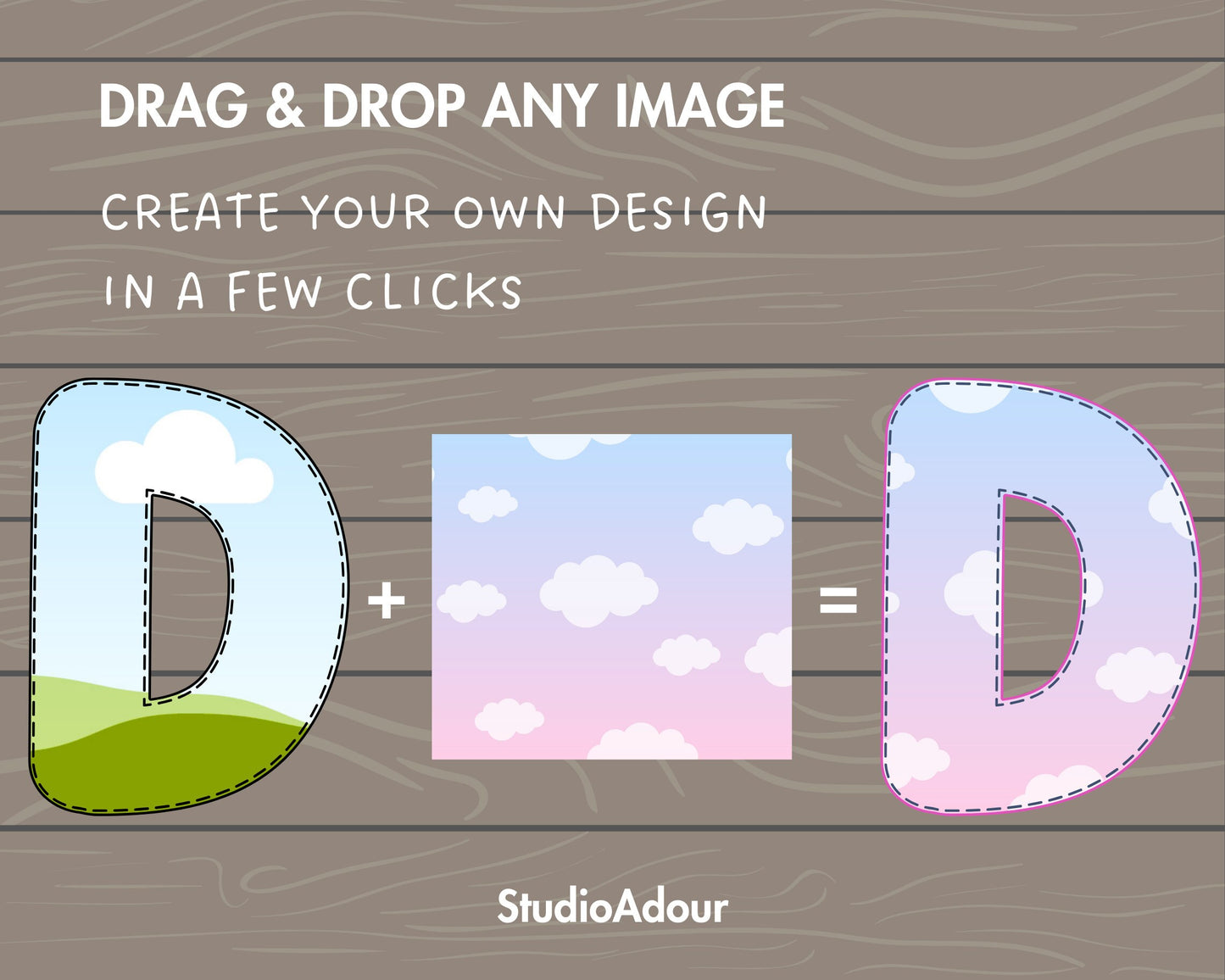 Design Your Own Digital Stitch Alphabet on Canva, Uppercase Doodle Letters, Editable Letters Template, Drag and Drop, Canva Frames Bundle