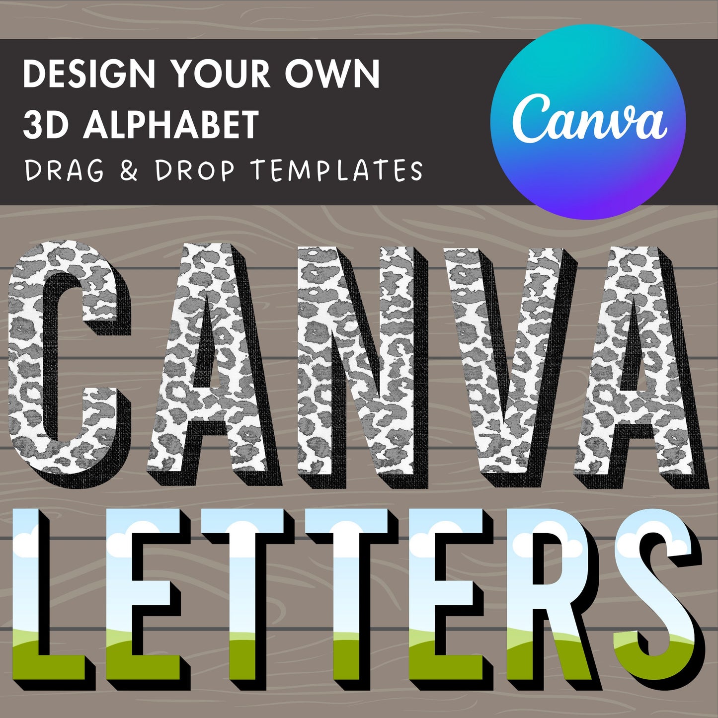 Design Your Own 3D Letters on Canva, 3D Alphabet Canva Template, Drag and Drop, Editable Canva Alphabet, Canva Frames Bundle, Digital Letter