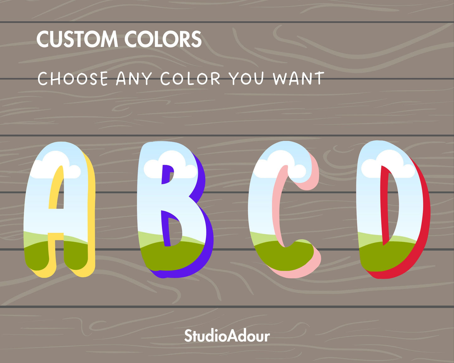 Design Your Own Doodle Letters on Canva, Outline Alphabet Canva Template, Drag and Drop, Shadow Effect Canva Alphabet, Canva Frames Bundle