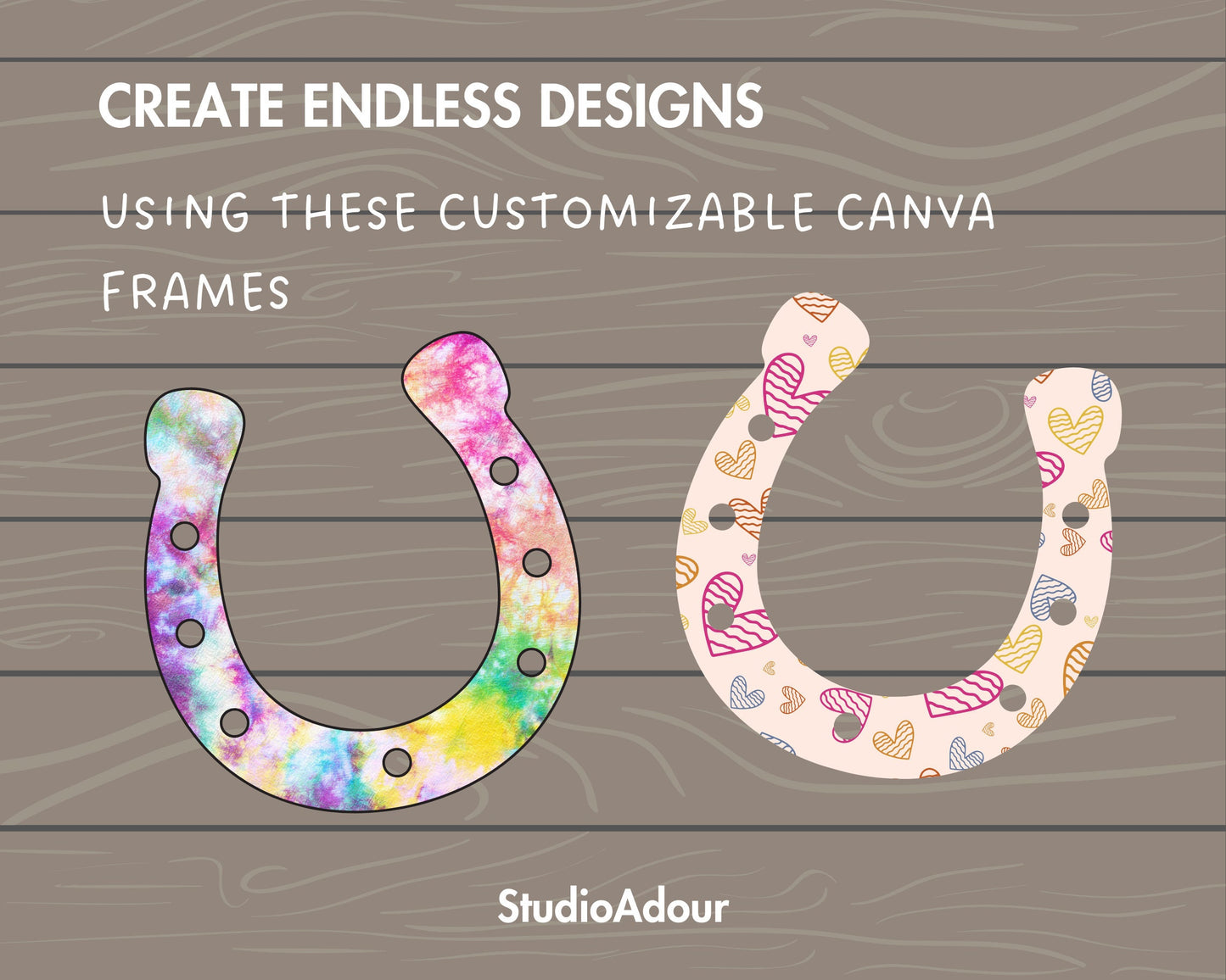 Design Your Own Horseshoe on Canva, Cowboy Canva Template, Drag and Drop, Canva Frames Bundle, Saint Patrick's Day, Horse Lover Frames