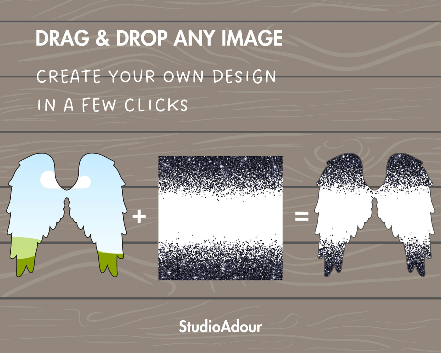Design Your Own Angel Wings on Canva, Wings Canva Template, Drag and Drop Canva Frames, Wings Canva Frames Bundle, Angel Clipart