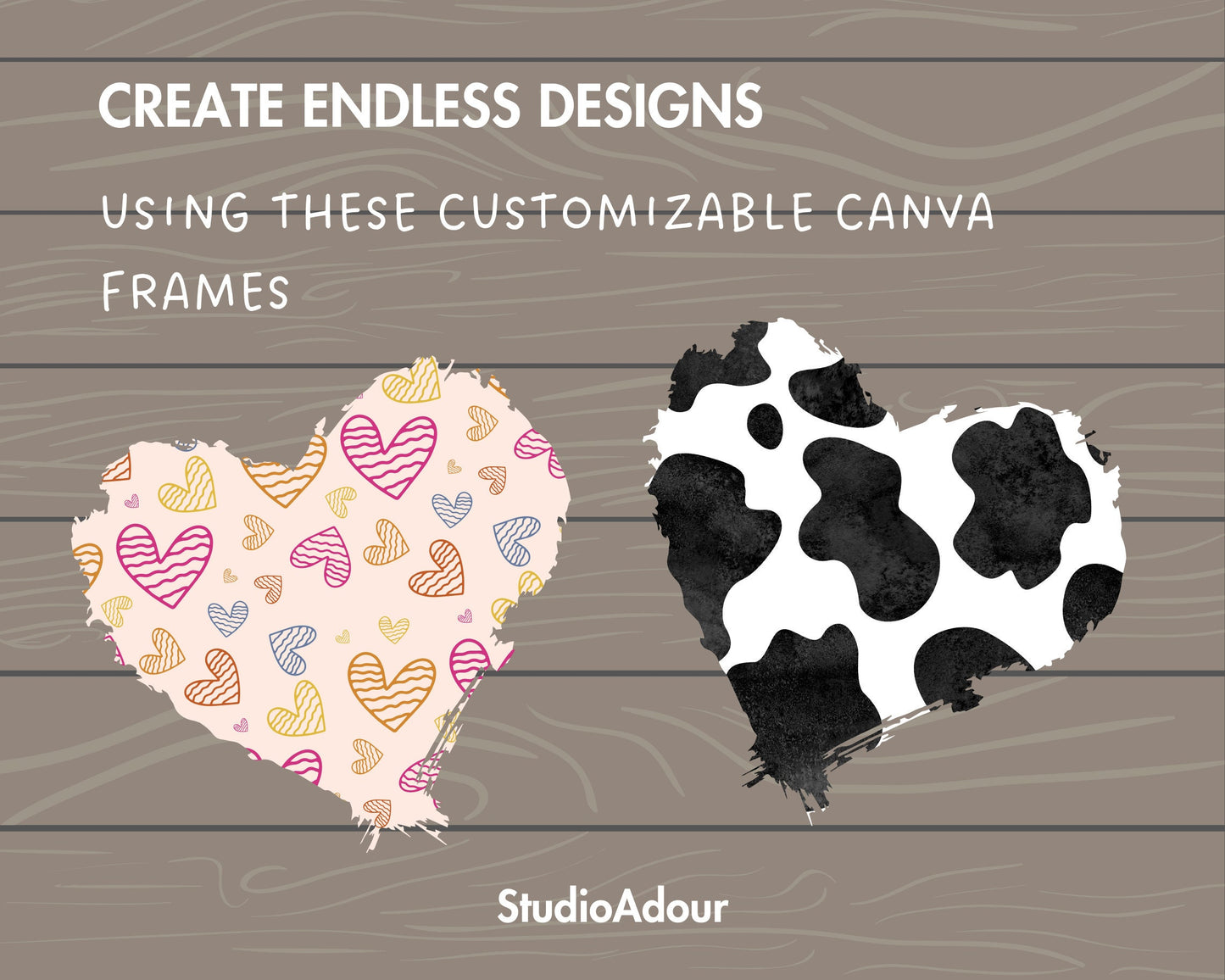 Design Your Own Bleach Effect Canva Frames, Distressed Edge Canva Template, Drag and Drop, Editable Canva Shapes, DIY Brush Stroke Frames