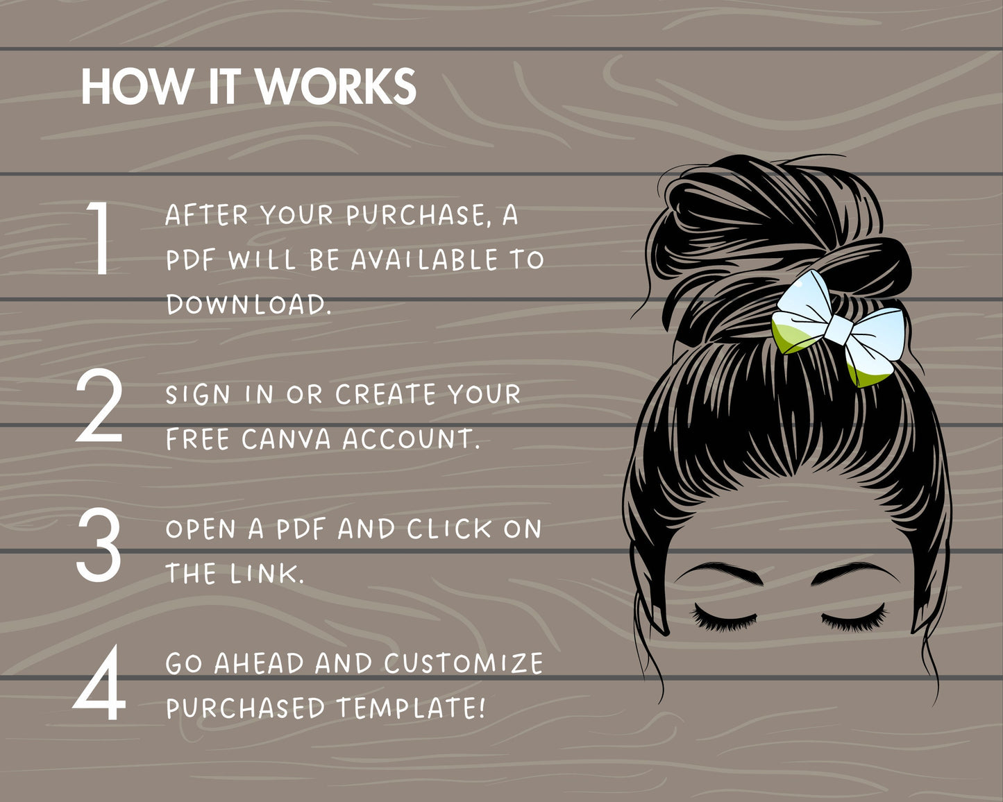 Design Your Own Messy Bun Canva Frames, Mom Life Canva Template, Drag and Drop, Editable Canva Shapes, DIY Messy Bun, Editable Messy Bun