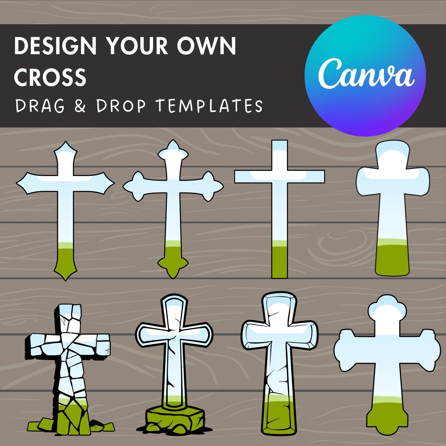 Design Your Own Cross on Canva, Religious Cross Canva Template, Easy Drag and Drop, Cross Bundle, Old Rugged Crosses, Sublimation Design