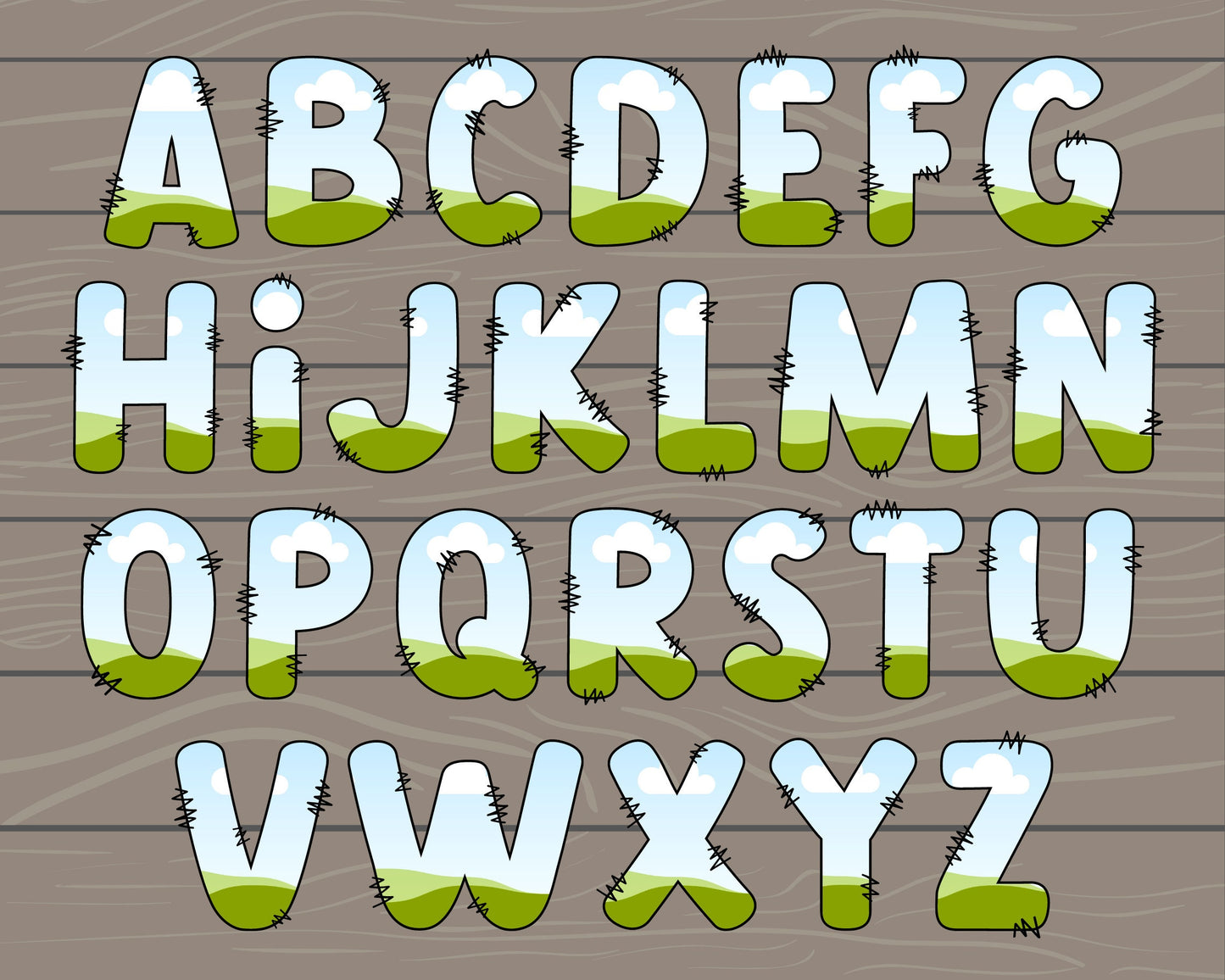 Design Your Own Doodle Letters on Canva, Doodle Alphabet Canva Template, Drag and Drop, Editable Canva Alphabet, Canva Frames Bundle