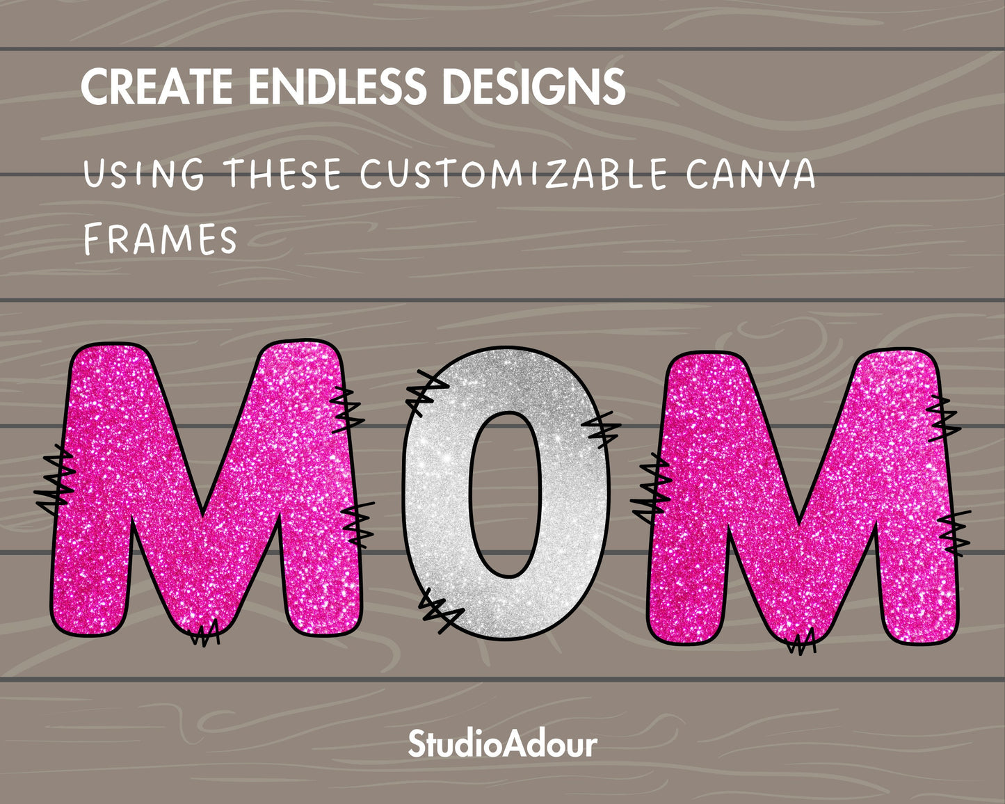 Design Your Own Doodle Letters on Canva, Doodle Alphabet Canva Template, Drag and Drop, Editable Canva Alphabet, Canva Frames Bundle