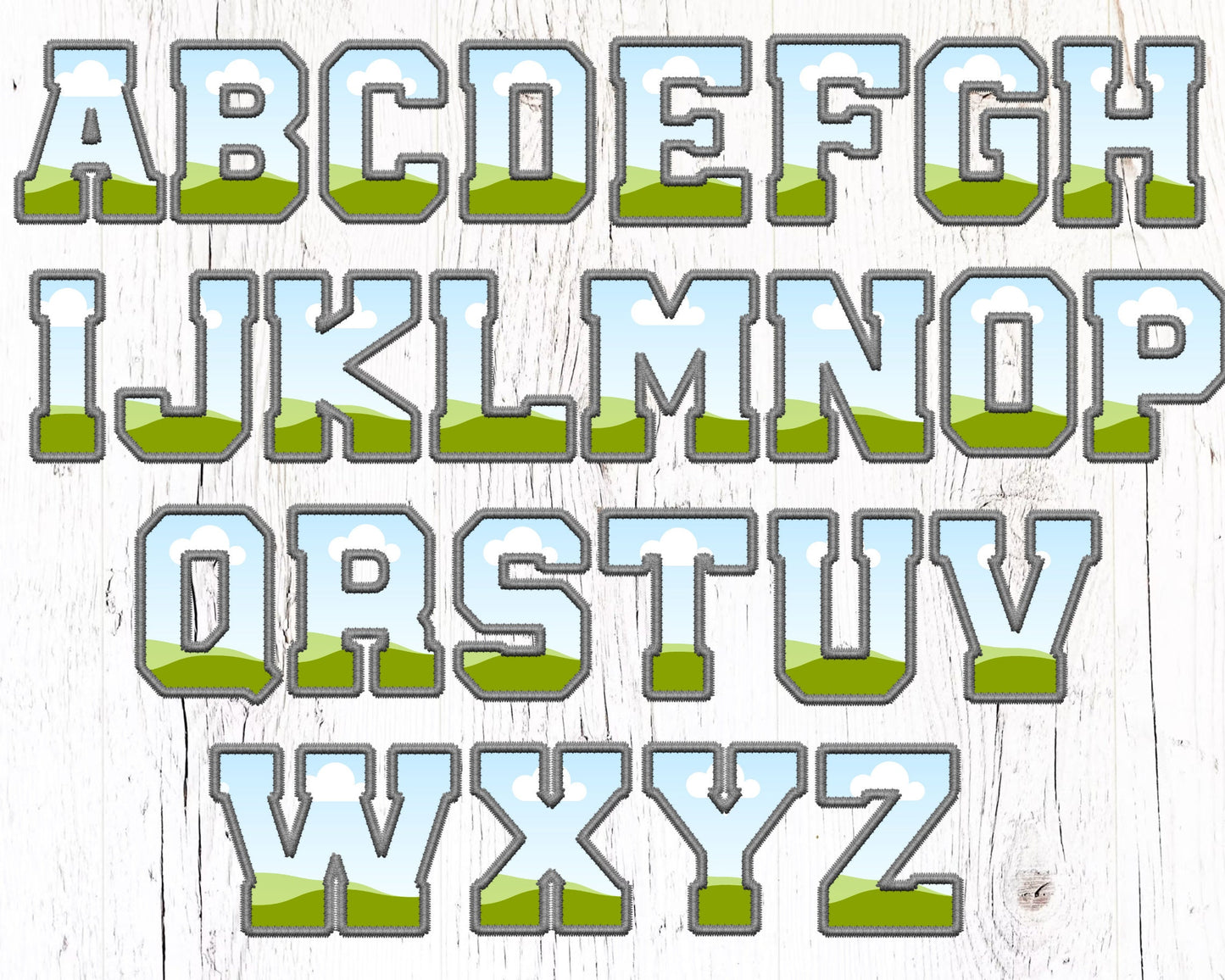 Varsity Letters and Numbers Canva, Faux Embroidery Varsity Alphabet, Sport Canva Letters, Drag and Drop, Applique Letters, Canva Stitch Font