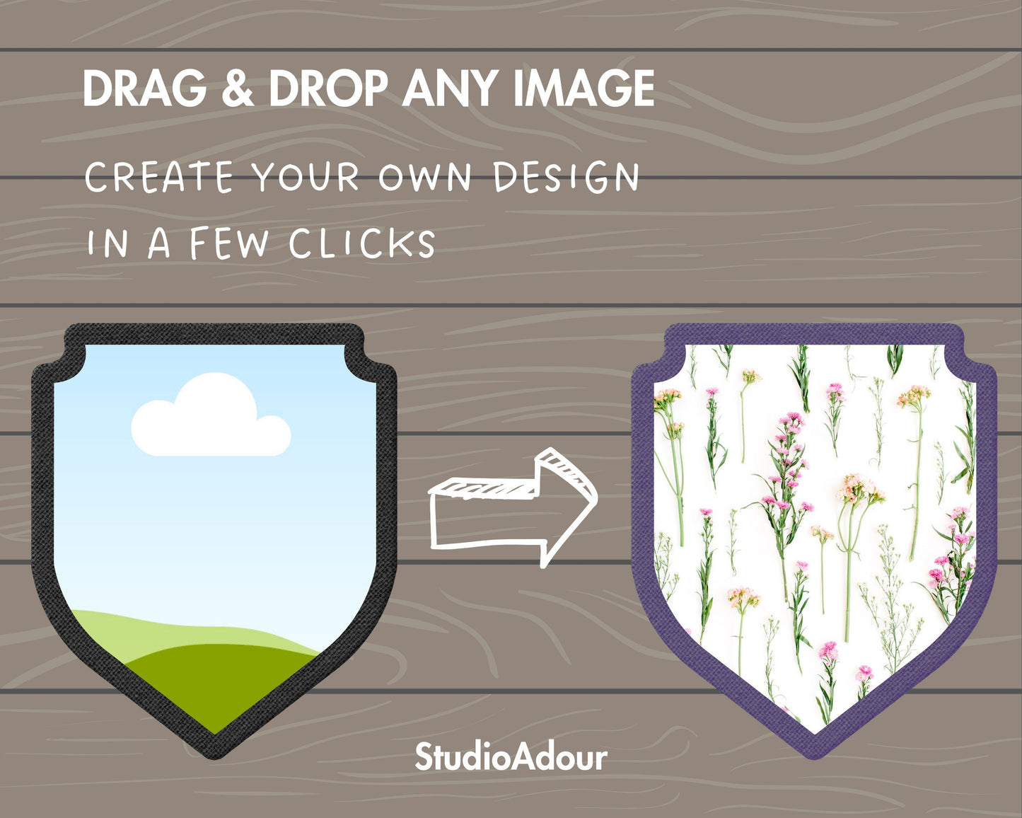 Design Your Own Faux Embroidery Label, Editable Tags Canva Template, Canva Frames Bundle, Retro Badge, Drag & Drop, Vintage Label Duotone