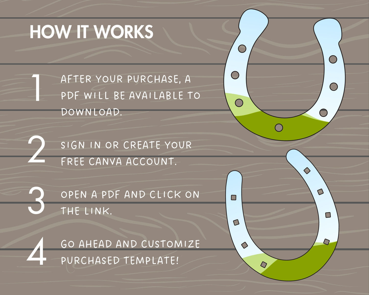 Design Your Own Horseshoe on Canva, Cowboy Canva Template, Drag and Drop, Canva Frames Bundle, Saint Patrick's Day, Horse Lover Frames