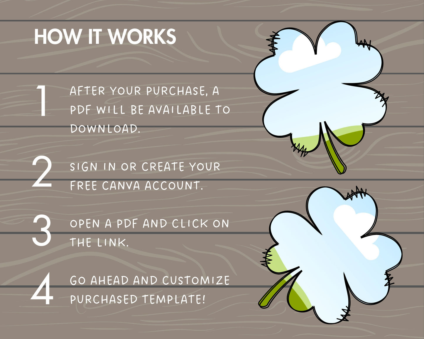 Design Your Own Doodle Clover on Canva, Lucky Clover Canva Template, Easy Drag and Drop, Four Leaf Clover, St Patricks Day, Shamrock Canva