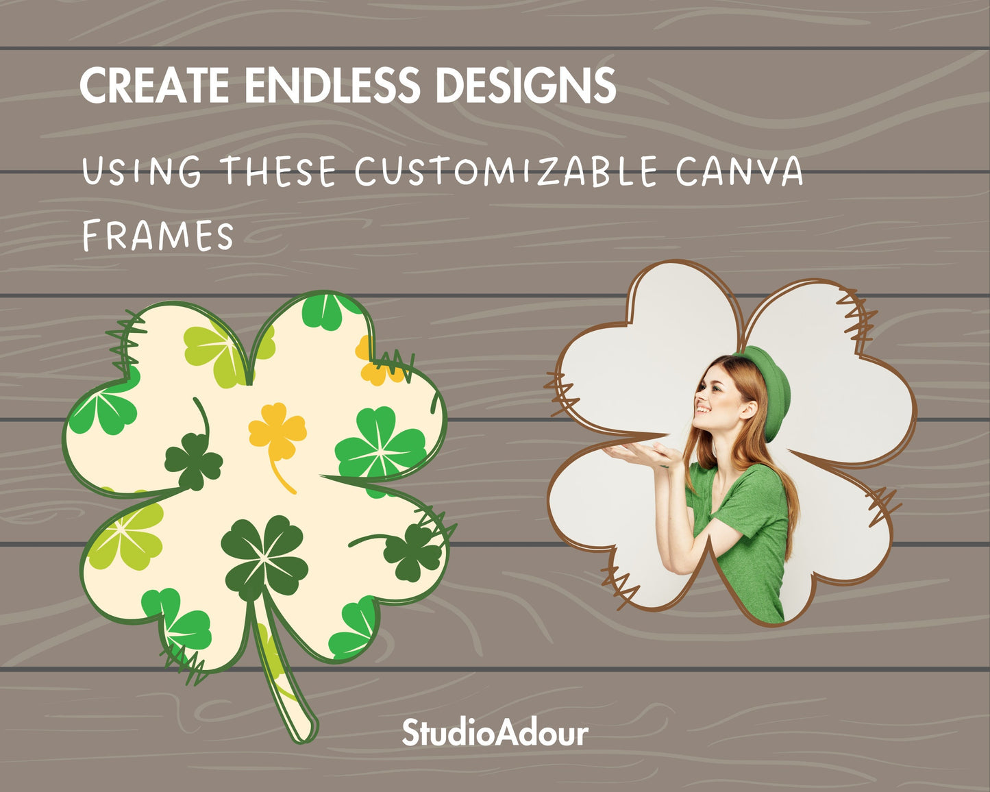 Design Your Own Doodle Clover on Canva, Lucky Clover Canva Template, Easy Drag and Drop, Four Leaf Clover, St Patricks Day, Shamrock Canva