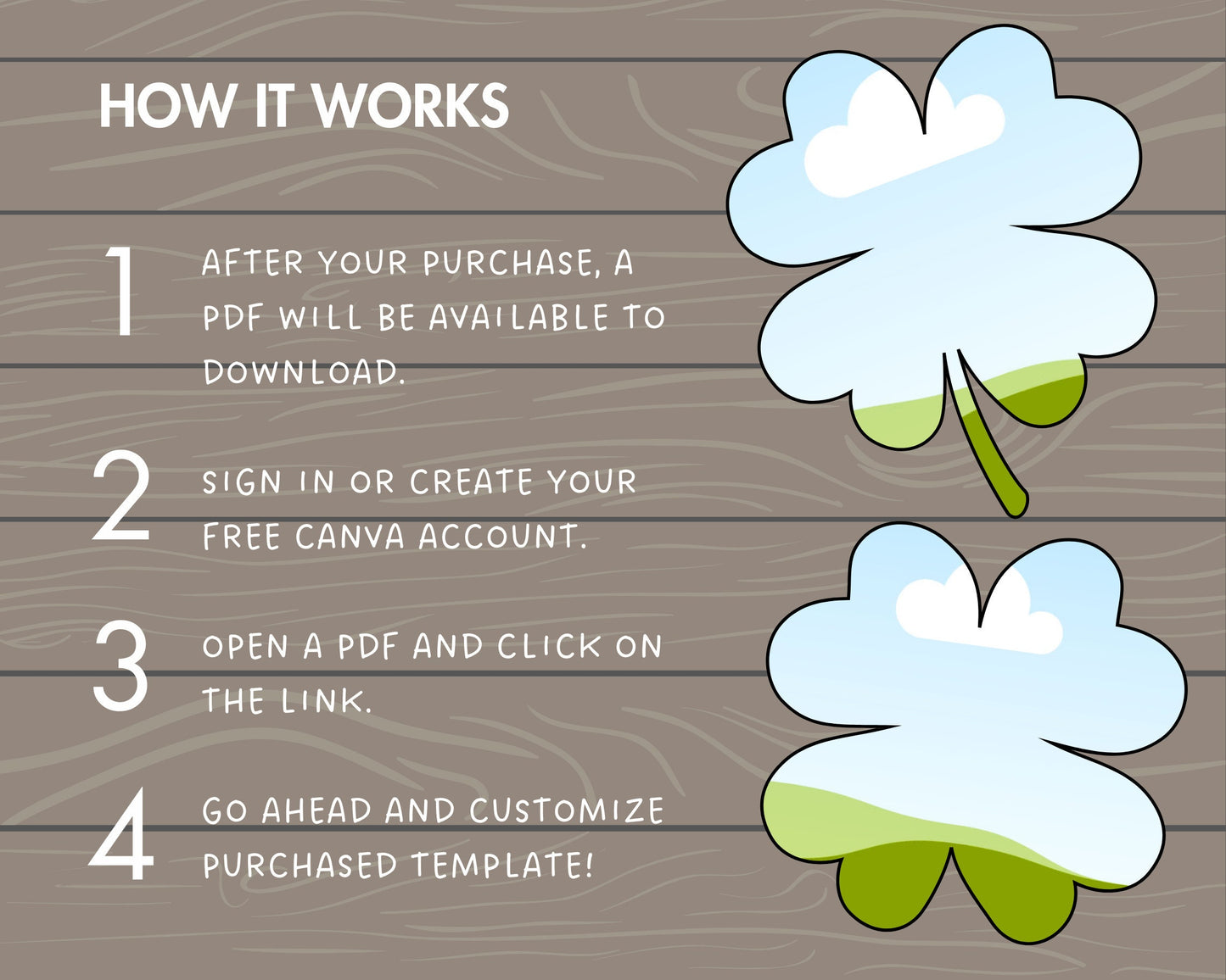 Design Your Own Lucky Clover on Canva, Lucky Clover Canva Template, Easy Drag and Drop, Four Leaf Clover, St Patricks Day, Shamrock Canva