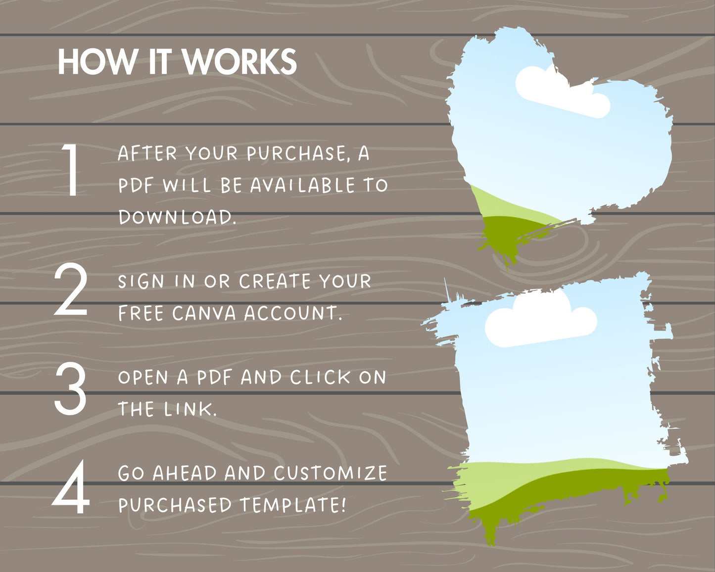 Design Your Own Bleach Effect Canva Frames, Distressed Edge Canva Template, Drag and Drop, Editable Canva Shapes, DIY Brush Stroke Frames