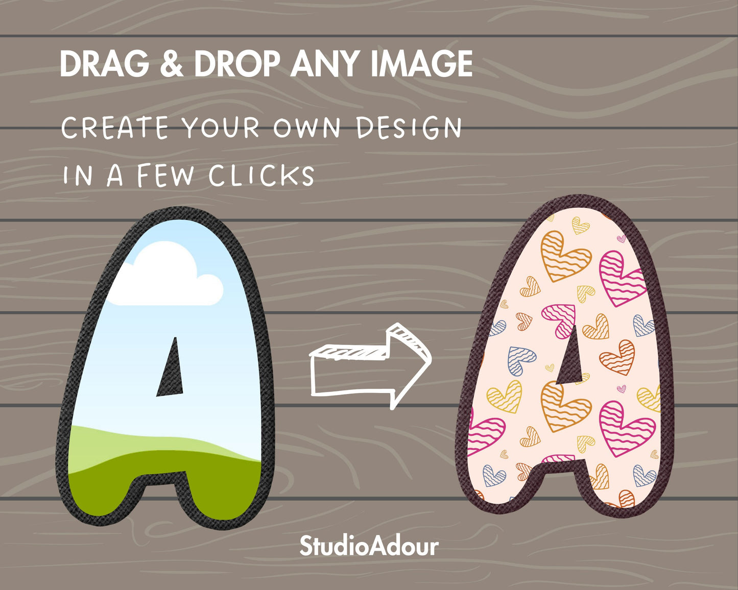Digital Stitch Alphabet Canva, Faux Embroidery Applique Letters and Numbers, Drag and Drop, Canva Frames Bundle, DIY Letters Frames Canva