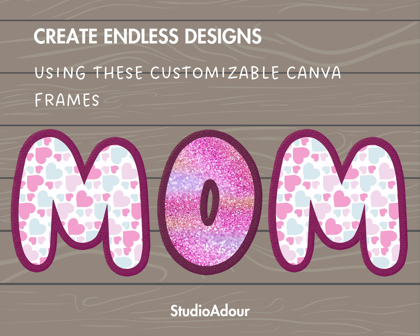 Digital Stitch Alphabet Canva, Faux Embroidery Applique Letters and Numbers, Drag and Drop, Canva Frames Bundle, DIY Letters Frames Canva