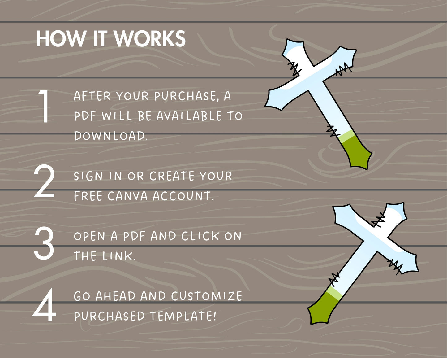 Design Your Own Doodle Cross on Canva, Religious Cross Canva Template, Easy Drag and Drop, Cross Bundle, Old Rugged Crosses