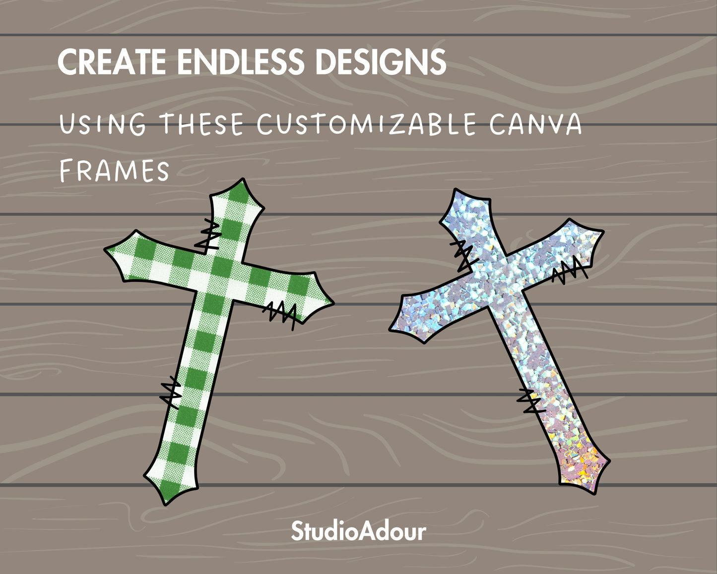 Design Your Own Doodle Cross on Canva, Religious Cross Canva Template, Easy Drag and Drop, Cross Bundle, Old Rugged Crosses