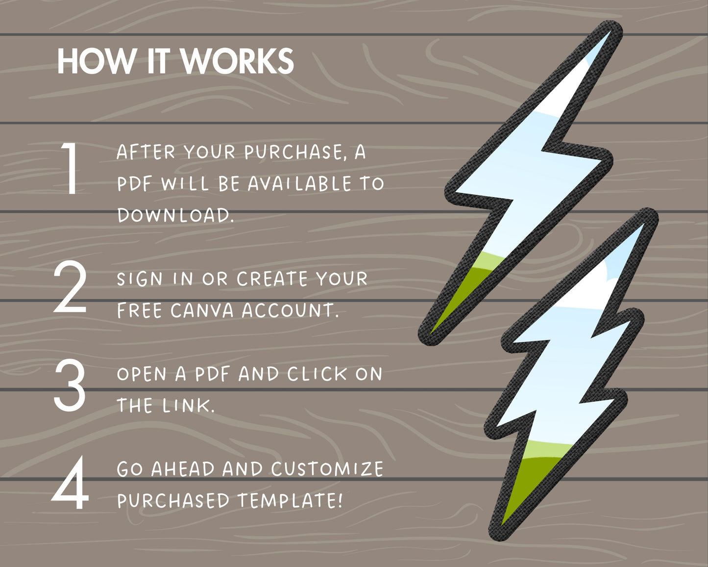 Design Your Own Faux Embroidery Lightning Bolt on Canva, Thunder Canva Template, Easy Drag and Drop, Editable Lightning, Canva Frames Bundle