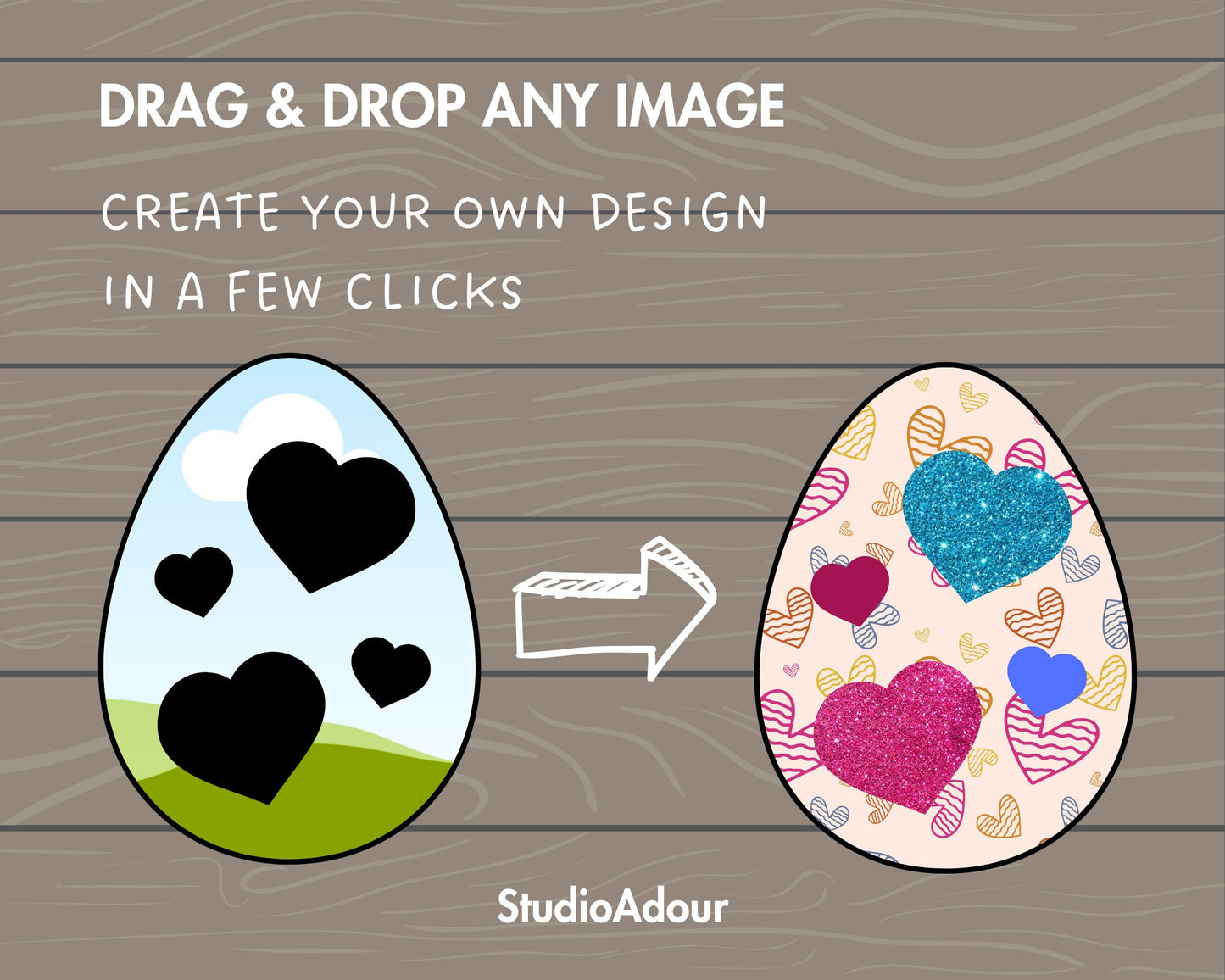 Design Your Own Easter Egg on Canva, Easter Egg Canva Template, Drag and Drop, Canva Frames Bundle, Happy Easter, Easter Bunny, Clip Art