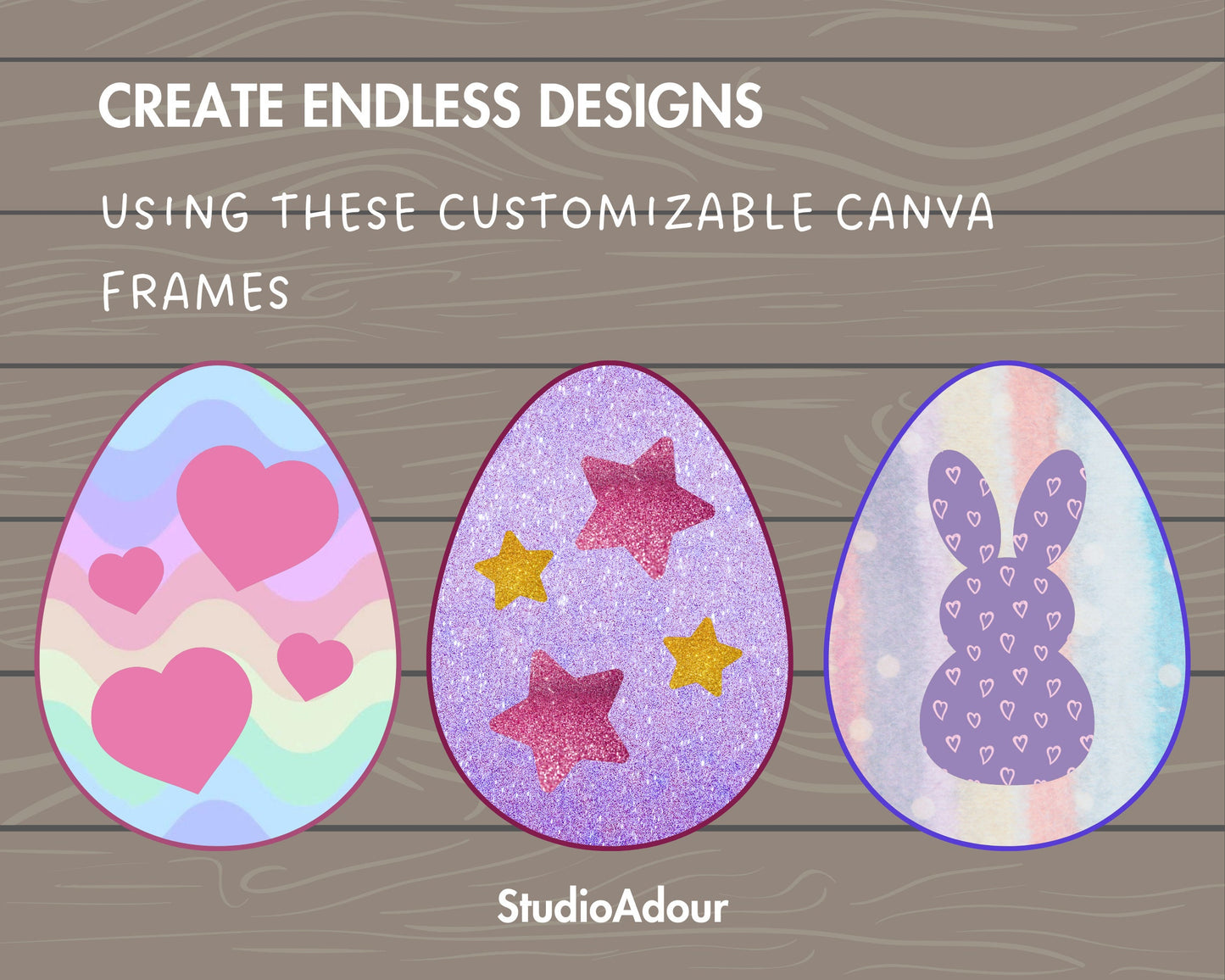 Design Your Own Easter Egg on Canva, Easter Egg Canva Template, Drag and Drop, Canva Frames Bundle, Happy Easter, Easter Bunny, Clip Art