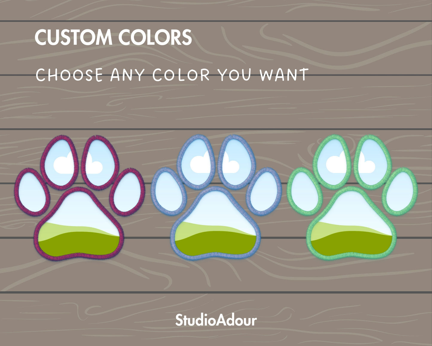 Design Your Own Faux Embroidery Paw, Digital Stitch Paw, Dog Paw Applique, Canva Frames Bundle, Pet Paw Patch Duotone, Drag and Drop PNG