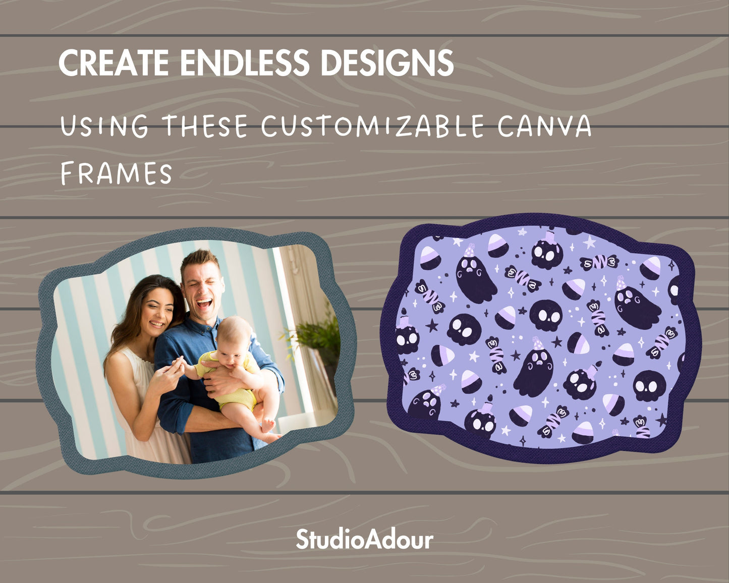 Design Your Own Faux Embroidery Label, Editable Tags Canva Template, Canva Frames Bundle, Retro Badge, Drag & Drop, Vintage Label Duotone