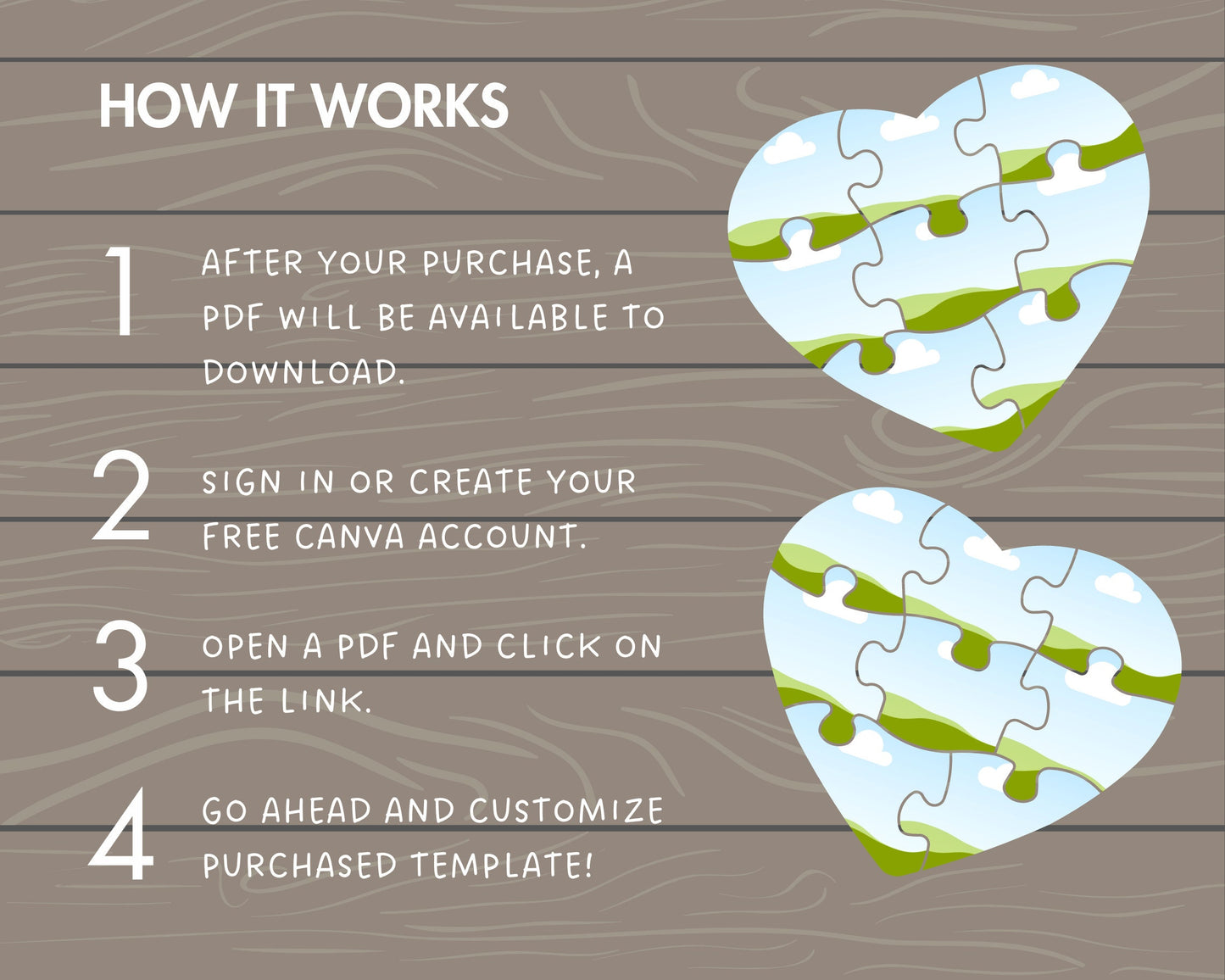 Design Your Own Puzzle Heart Photo Collage in Canva, DIY Photo Collage, Drag and Drop Photo, Editable Canva Collage Template, Heart Collage