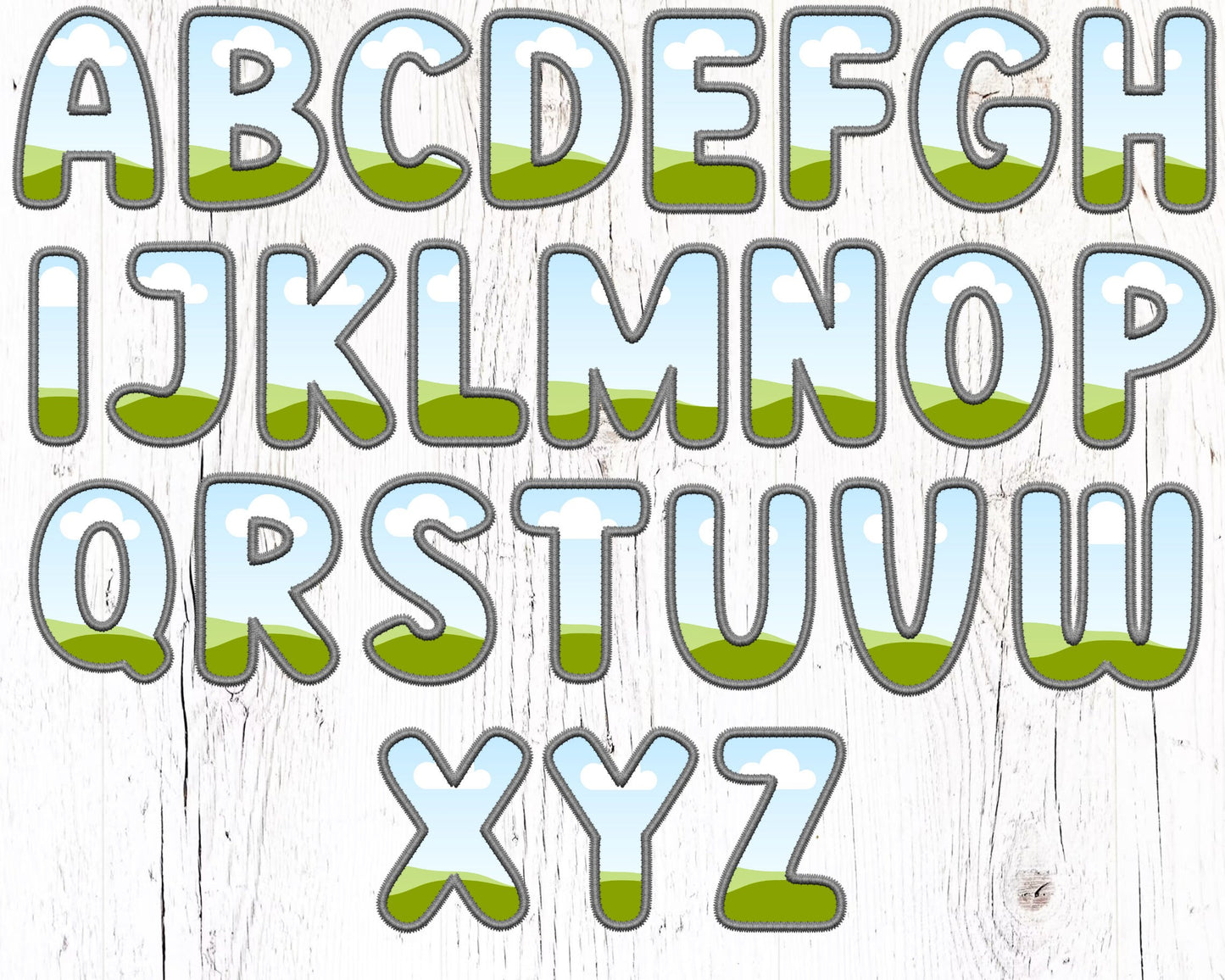 Digital Stitch Canva Alphabet PNG, Doodle Faux Embroidery Applique Letters, Canva Frames Bundle, Drag and Drop, DIY Canva Alphabet, Duotone