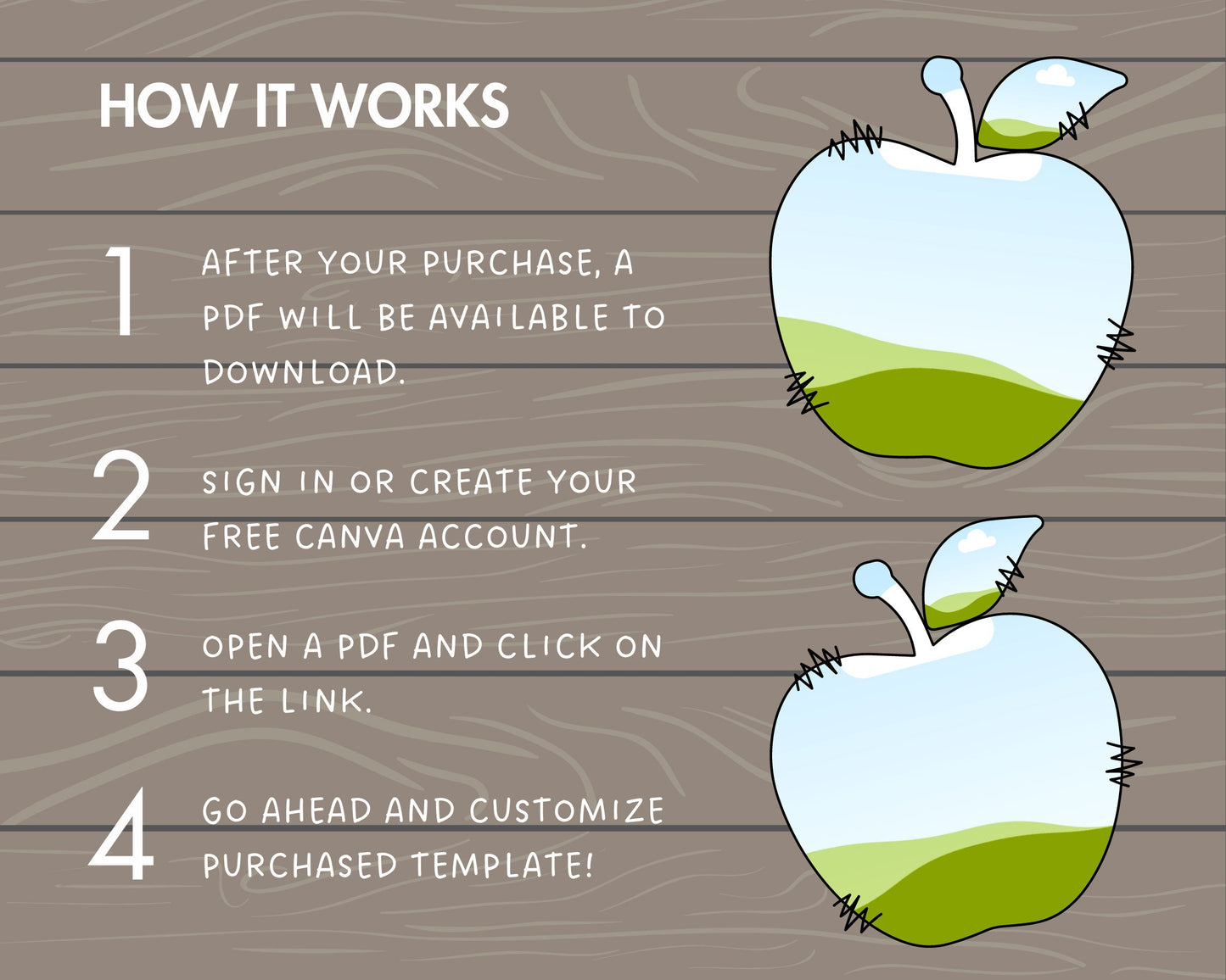 Design Your Own Doodle Apple on Canva, Apple Canva Template, Easy Drag and Drop, Heart Shape Apple, Teacher Apple, Back to School