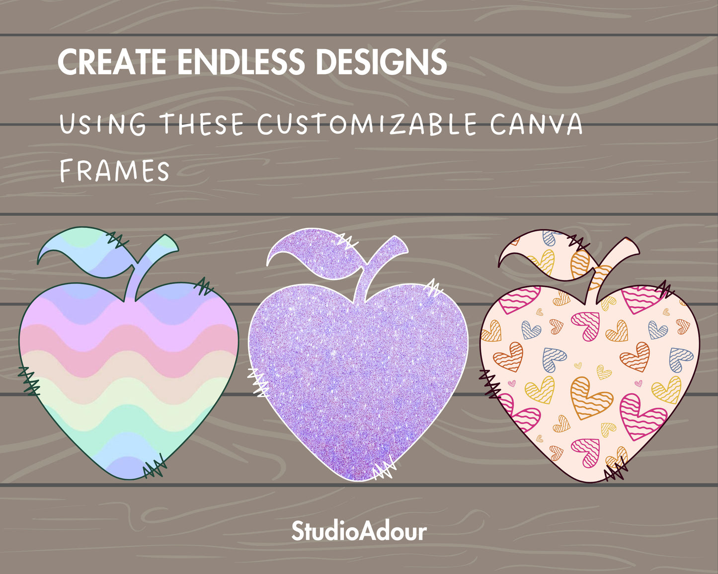 Design Your Own Doodle Apple on Canva, Apple Canva Template, Easy Drag and Drop, Heart Shape Apple, Teacher Apple, Back to School