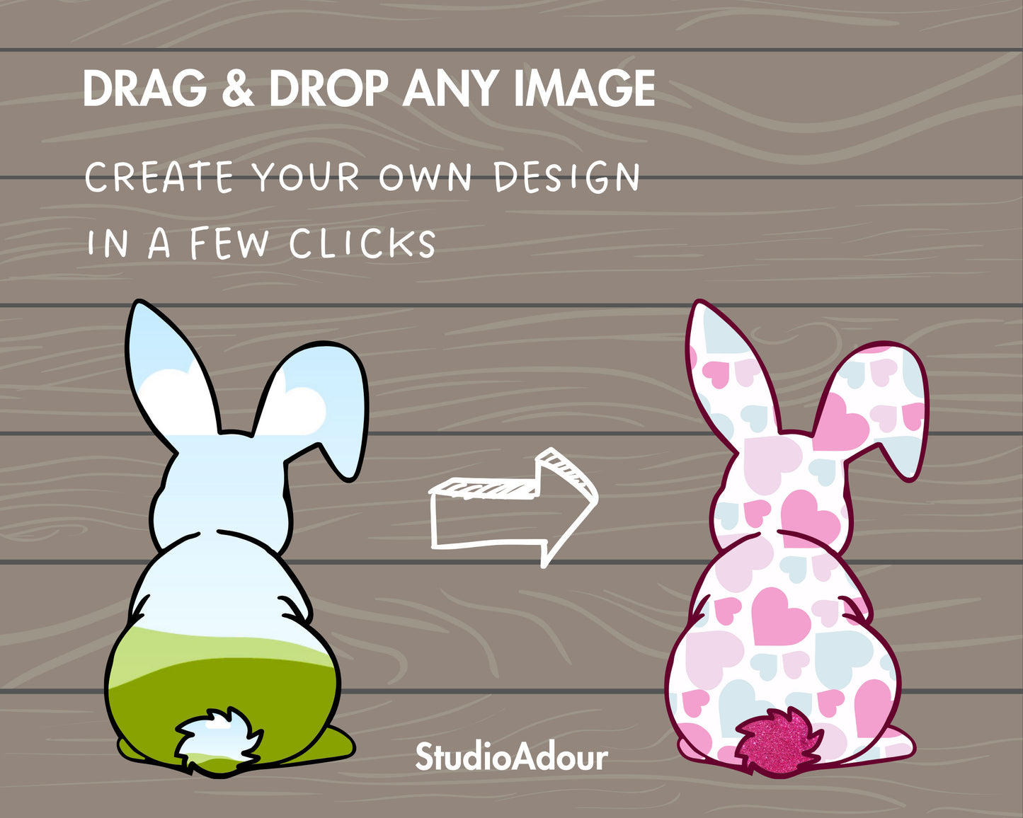 Design Your Own Easter Bunny Canva Frames, Rabbit Silhouette, Drag and Drop Photo, Bunny Sticker, Easter Bunny, Editable Canva Frames Bundle