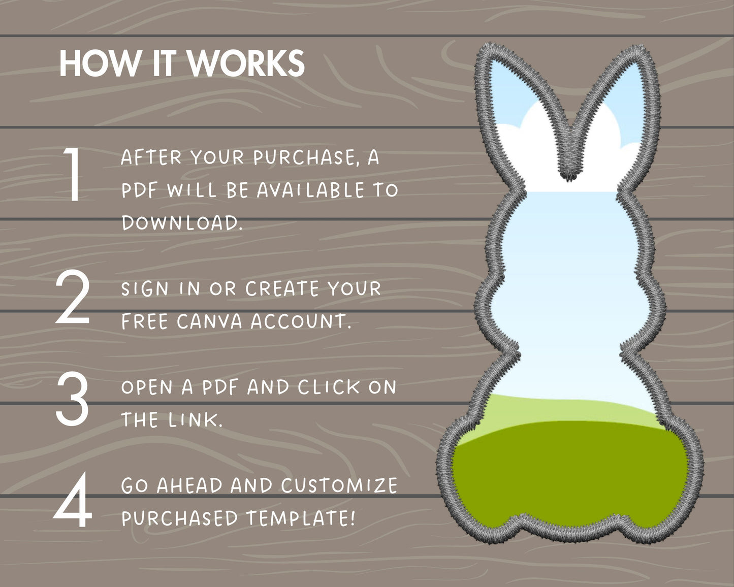 Design Your Own Faux Embroidery Easter Bunny on Canva, Rabbit Silhouette, Drag and Drop Photo, Easter Bunny, Editable Canva Frames Bundle