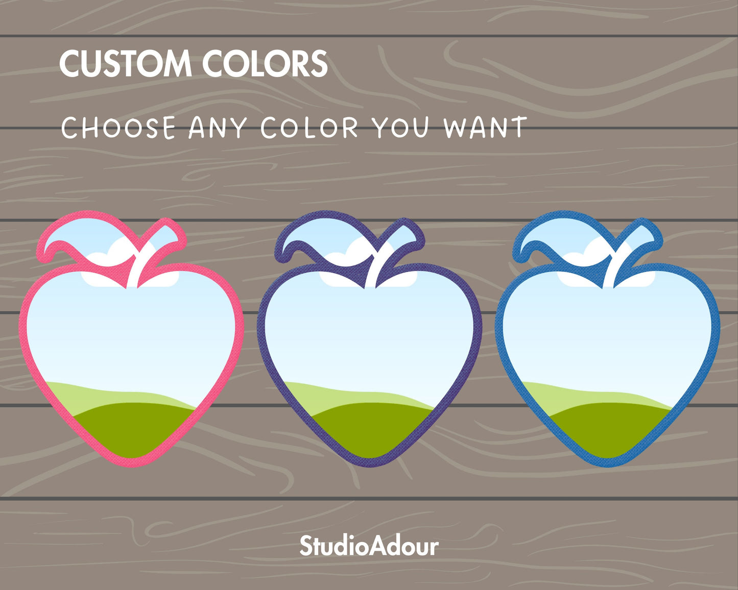 Design Your Own Faux Embroidery Apple, Digital Stitch Apple, Apple Applique, Canva Frames Bundle, Heart Shape Apple Patch, Drag and Drop PNG