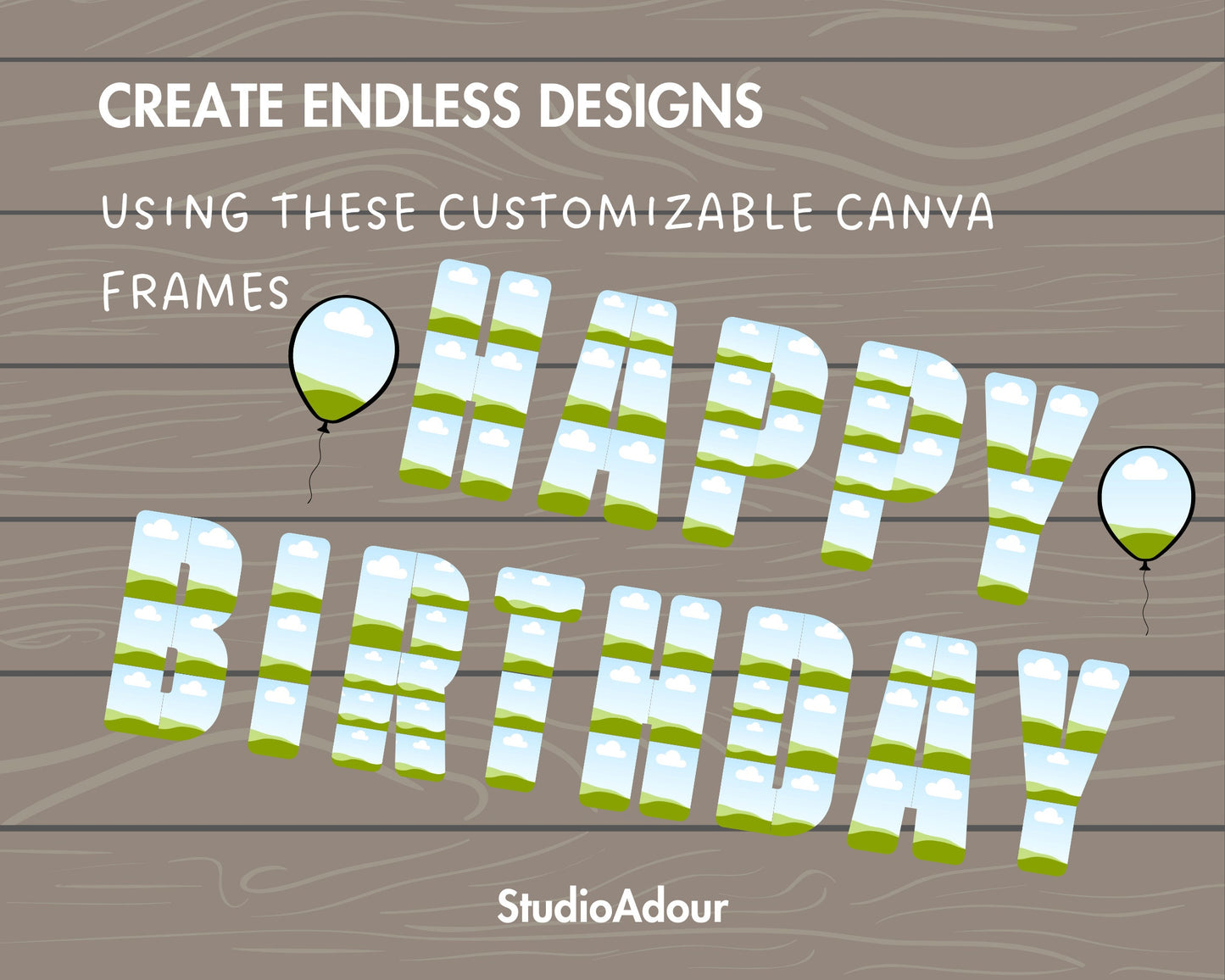 Design Your Own Birthday Photo Collage in Canva, Canva Frames Bundle, Drag and Drop Canva Template, Editable Happy Birthday Photo Collage