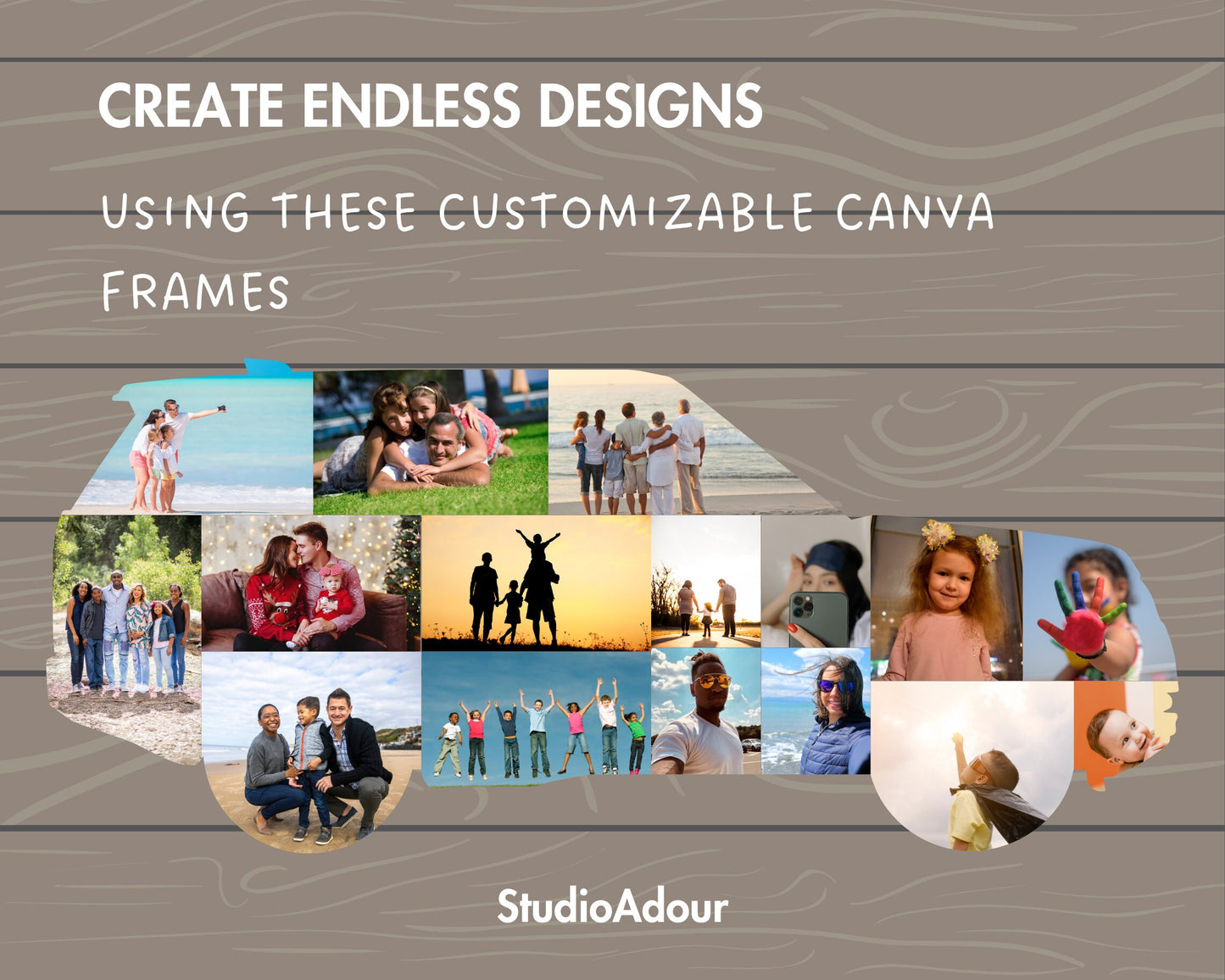Design Your Own Car Photo Collage in Canva, Editable Collage Canva Template, Drag and Drop Photo, Car Canva Frames, DIY Family Photo Collage