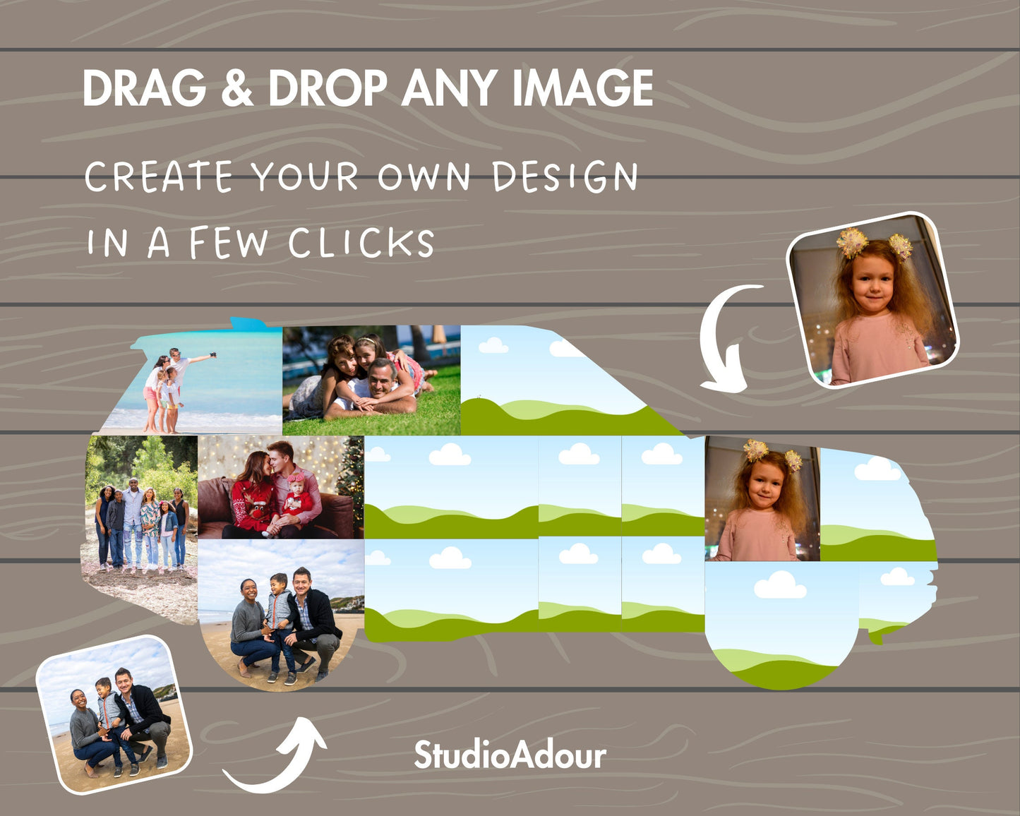 Design Your Own Car Photo Collage in Canva, Editable Collage Canva Template, Drag and Drop Photo, Car Canva Frames, DIY Family Photo Collage