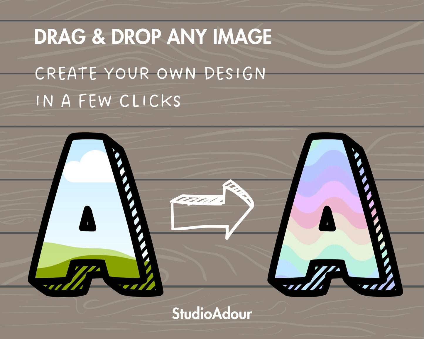 Design Your Own Chalk Alphabet on Canva, Doodle Letters Canva Frames Bundle, Editable Canva Letters Template, Drag and Drop, Handwritten