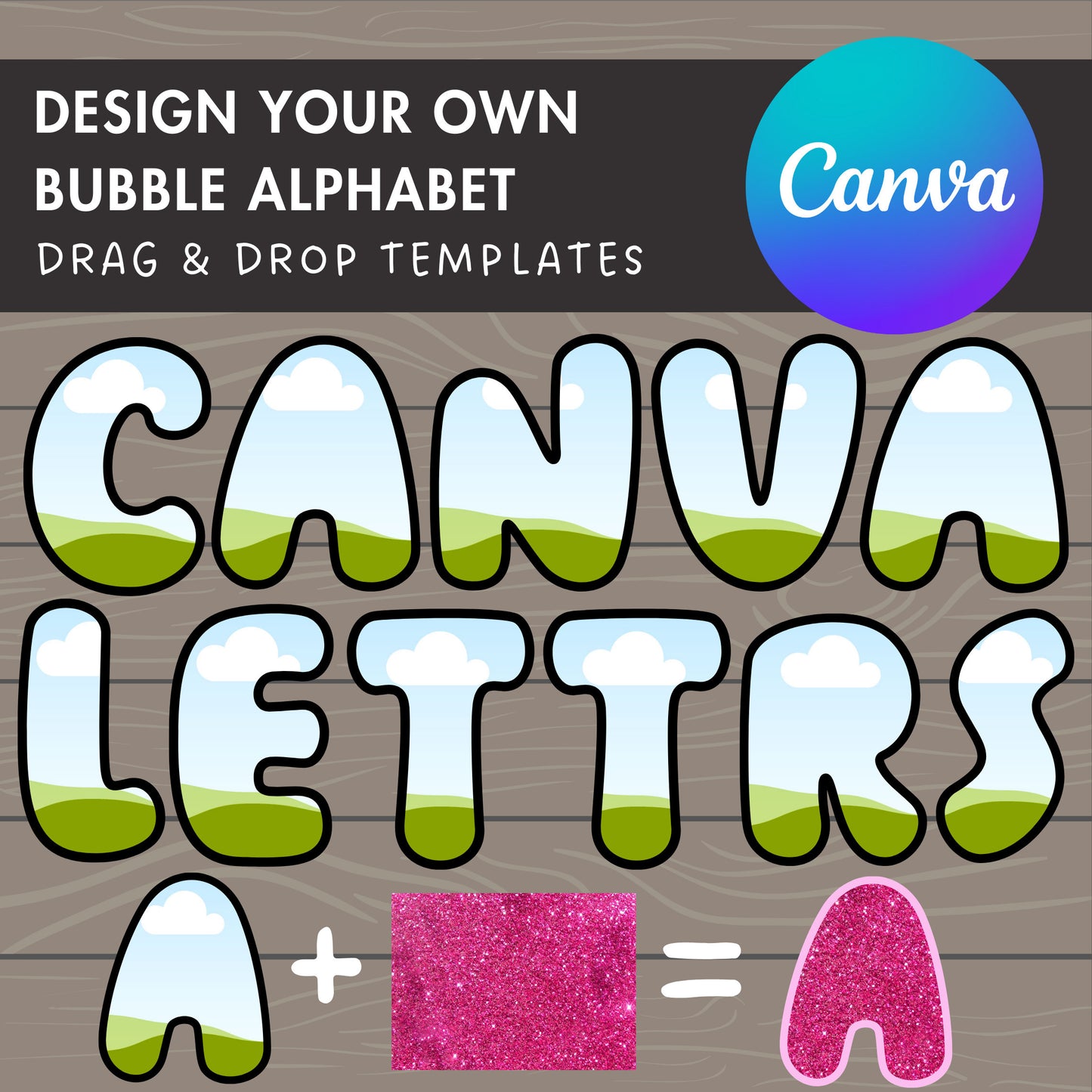 Design Your Own Bubble Letters on Canva, Doodle Alphabet Canva Template, Drag and Drop, Editable Canva Bubbly Letters & Numbers, DIY Letters