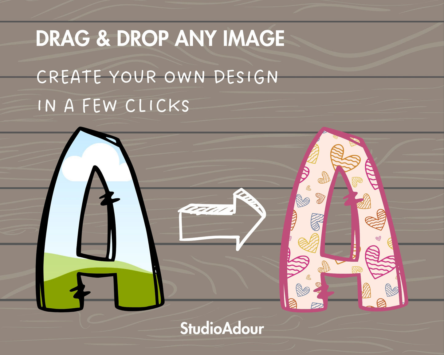 Design Your Own Doodle Letters on Canva, Doodle Uppercase Letters Canva Template, Drag and Drop, Editable Canva Letters, Canva Frames Bundle
